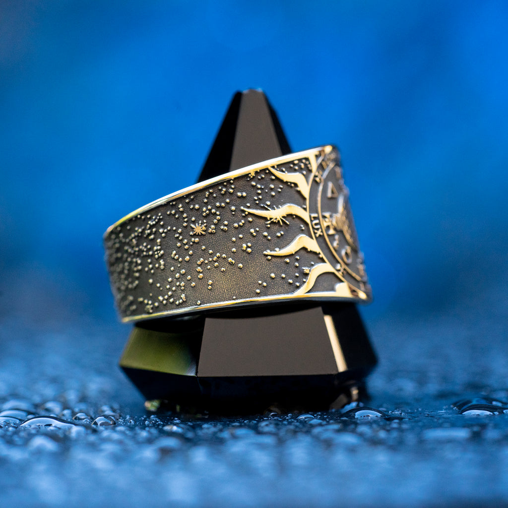 Sandalphon ring inspired by the angel of prayer, sacred music, divine connection, spiritual guidance, Kabbalah symbolism, and the bridge between earth and heaven.