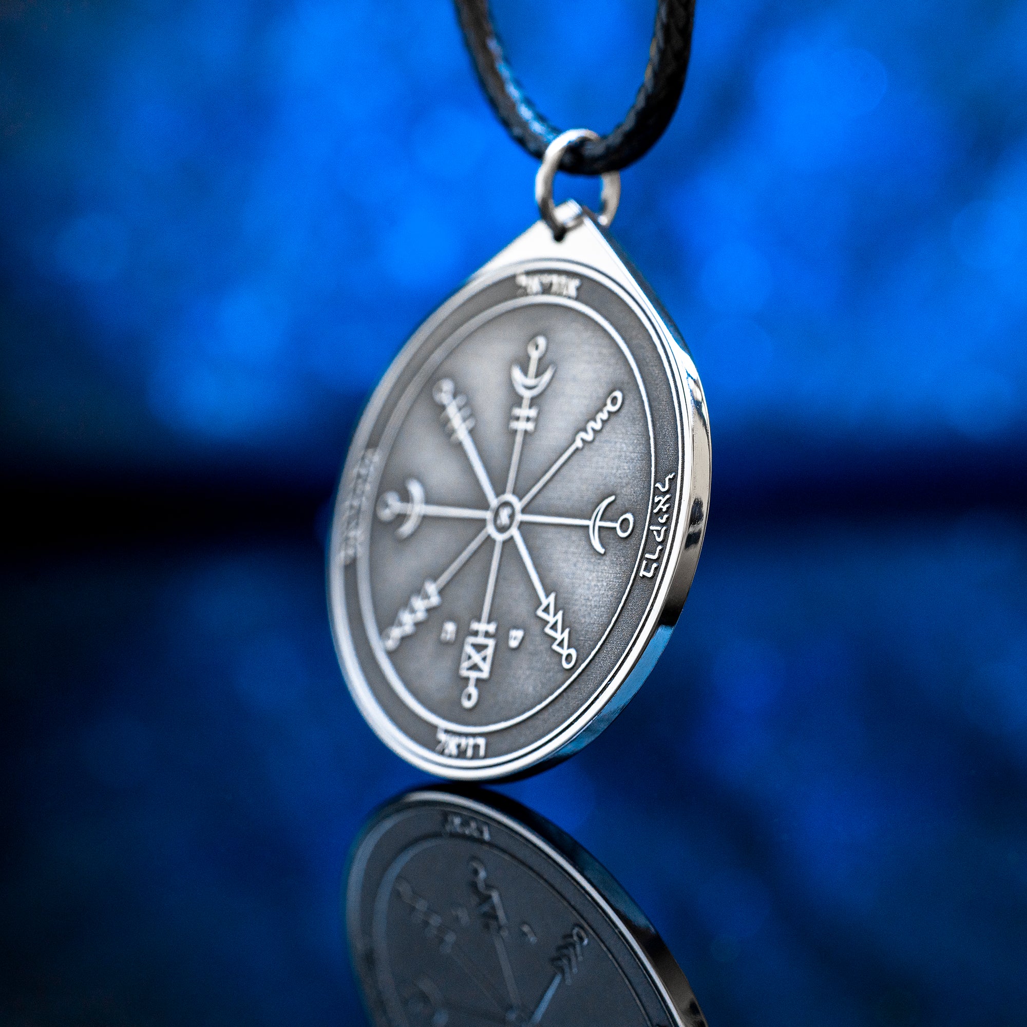 Engraved First Pentacle of Uranus pendant, an original planetary talisman symbolizing awakening, independence, sudden insight, innovation, and freedom from mental stagnation