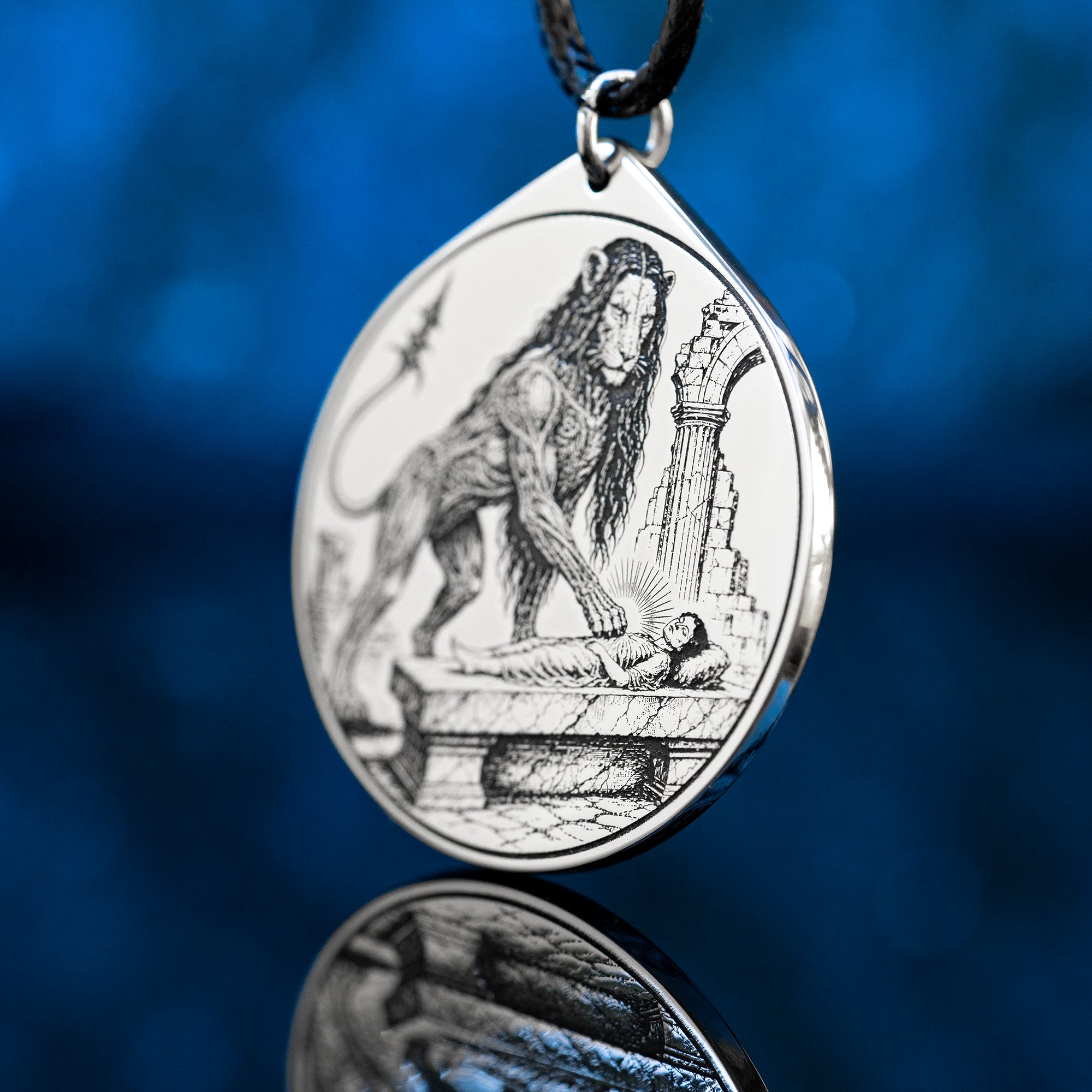 Marbas seal pendant with engraved Ars Goetia sigil associated with healing symbolism, secrets, and mechanical arts.