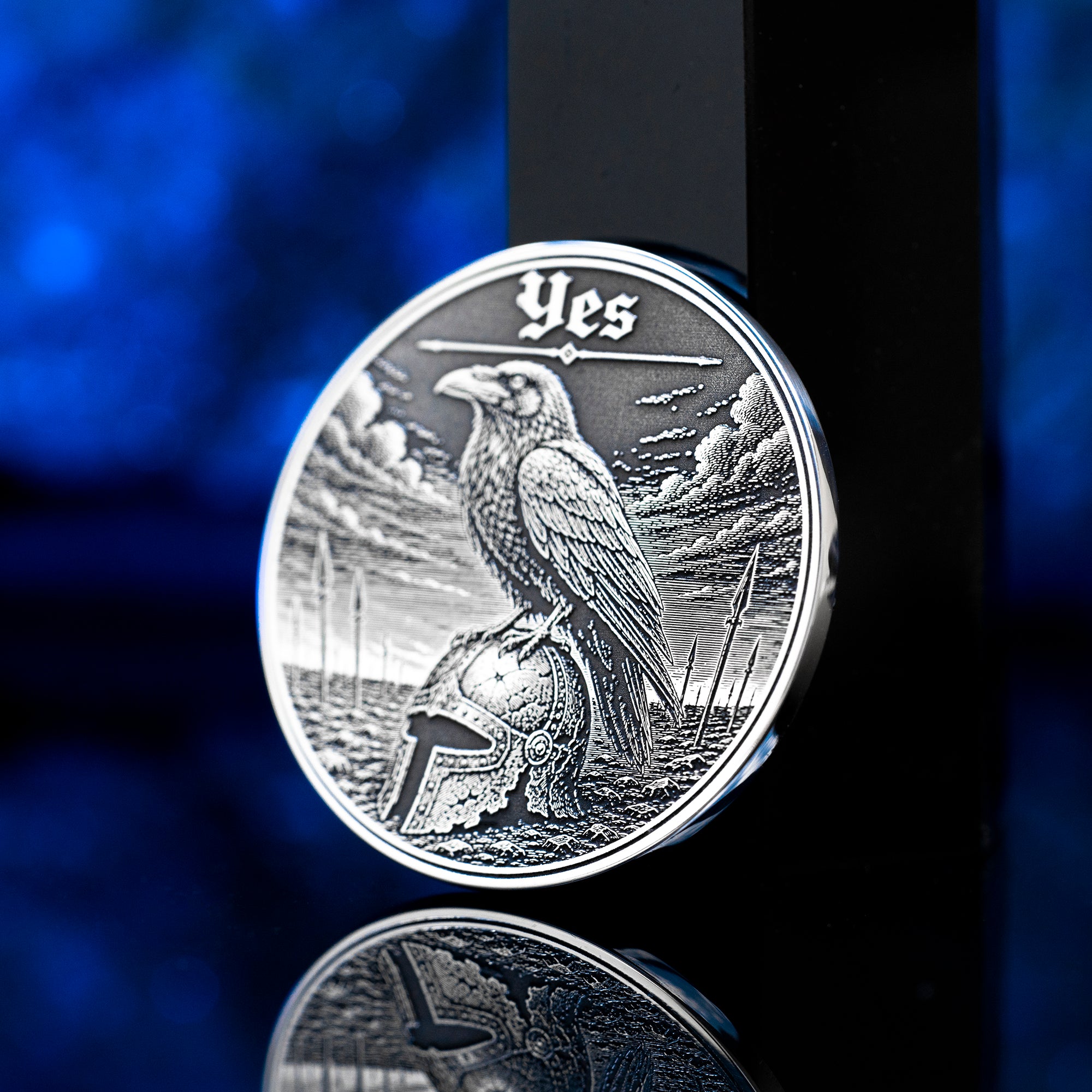 Raven Decision Coin: Yes No Oracle Flip Token, War Fate Talisman Medallion