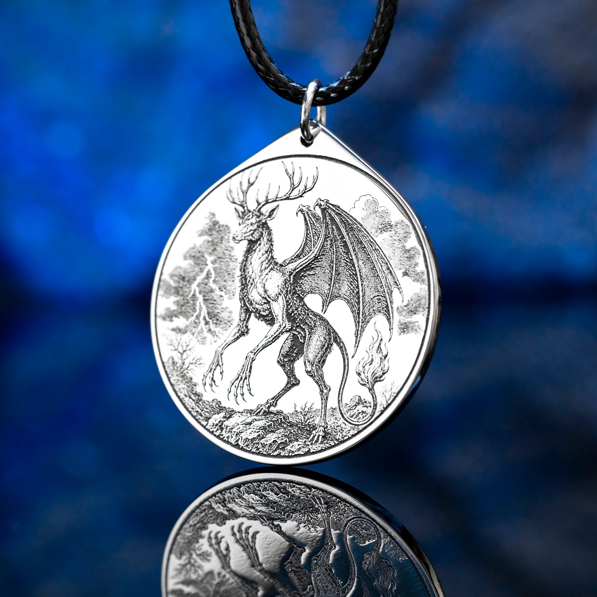 Double-sided Furfur pendant with Ars Goetia seal, storm demon portrait, lightning, thunder, love magic, and occult talisman symbolism