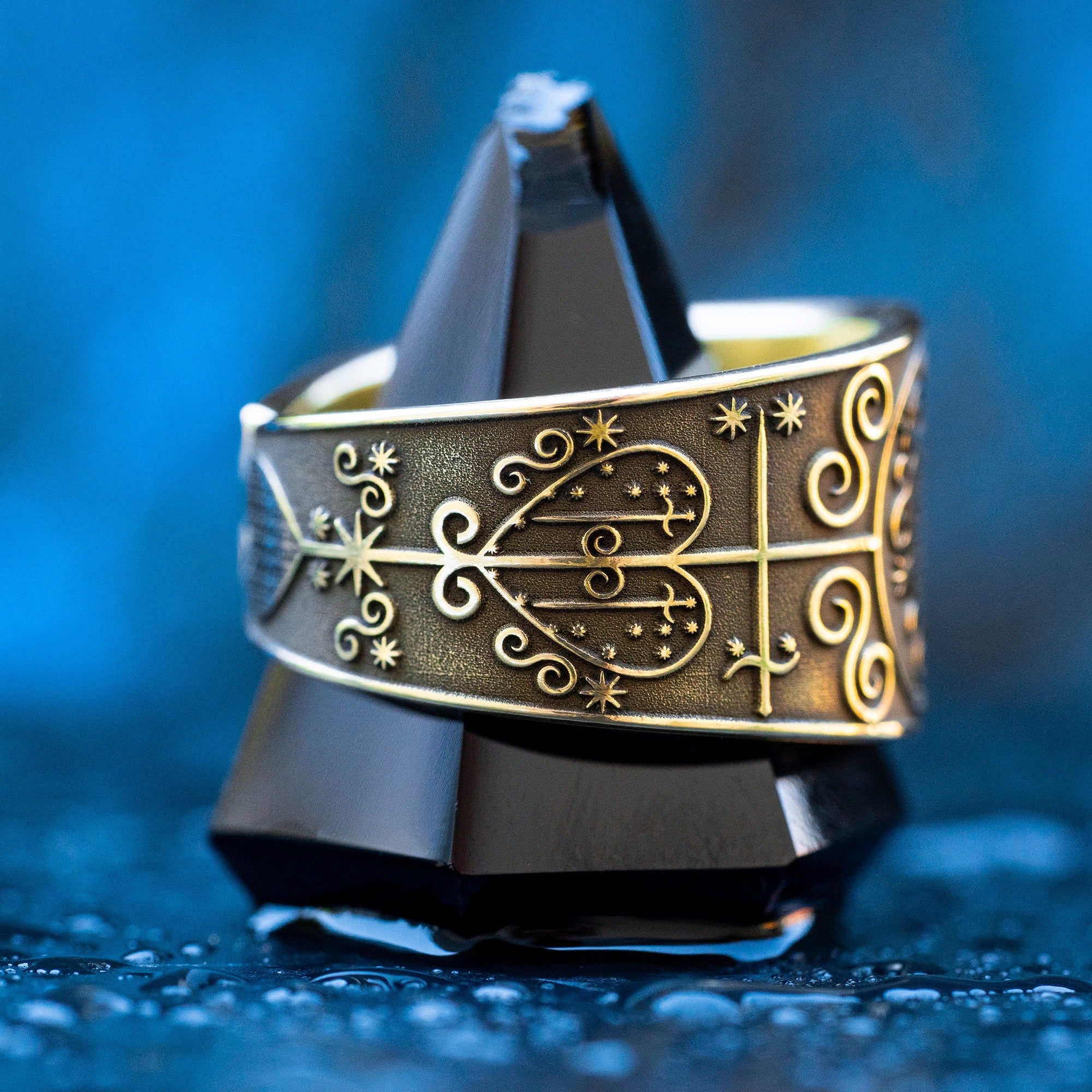 Mother Ezili Danto Ring: Brass Veve Vodou Erzulie Dantor Seal