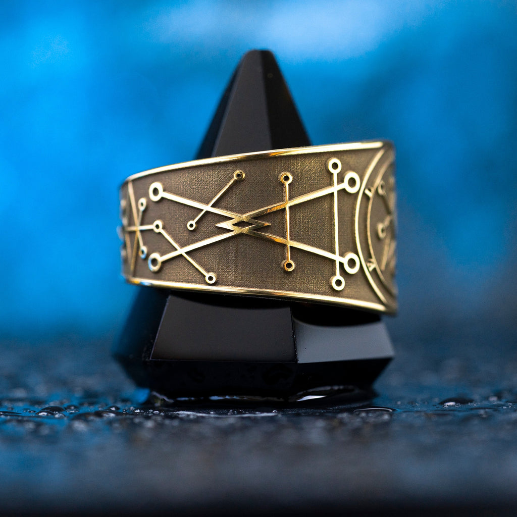 Azazel Brass Ring: Adjustable Solomon Seal Occult Ring