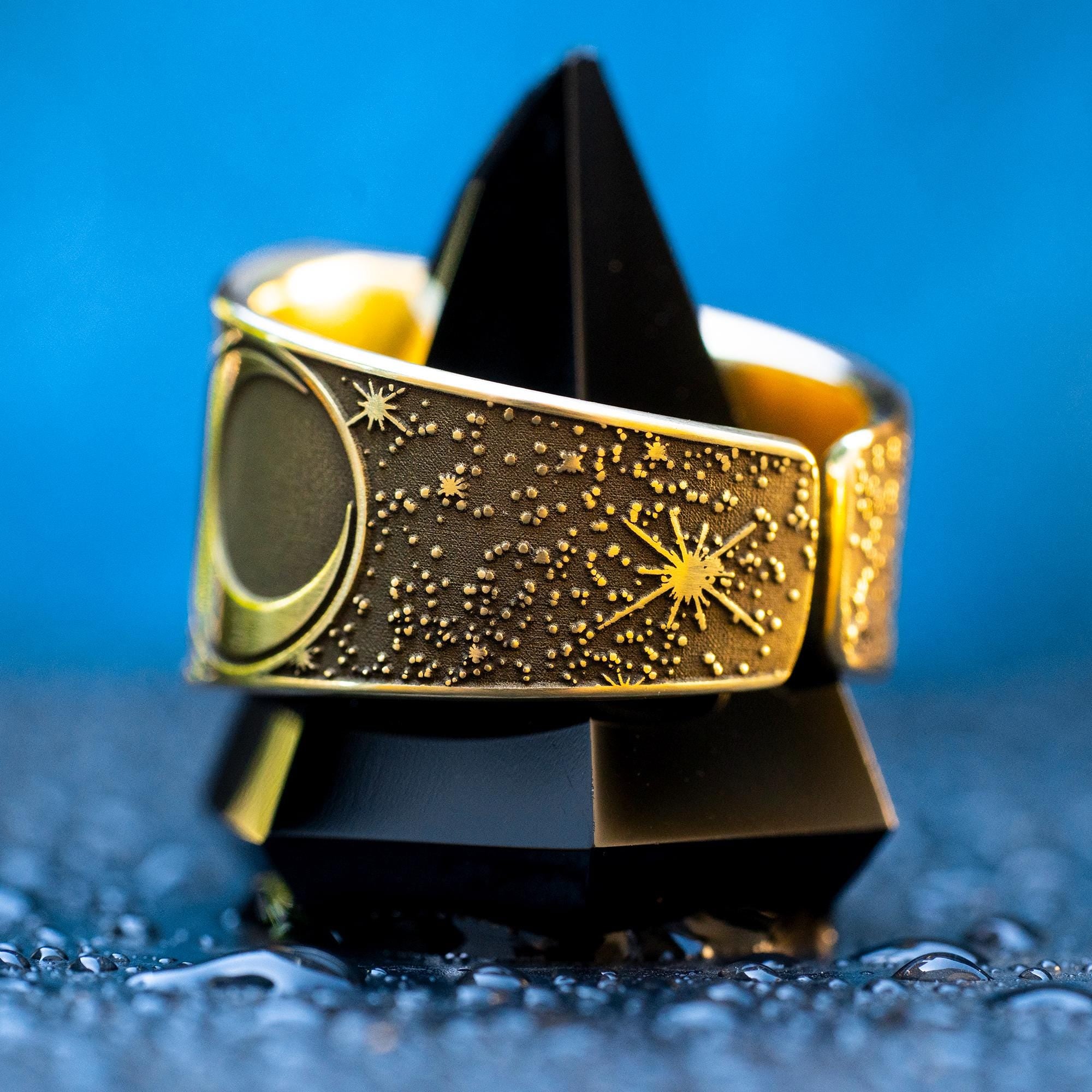 Goetia Second Pentacle of the Moon Brass Ring: Kabbalah Amulet Talisman