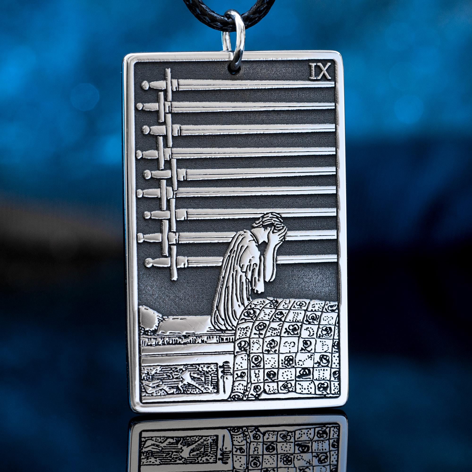 Nine of Swords Tarot Pendant: Occult magic Protection Amulet