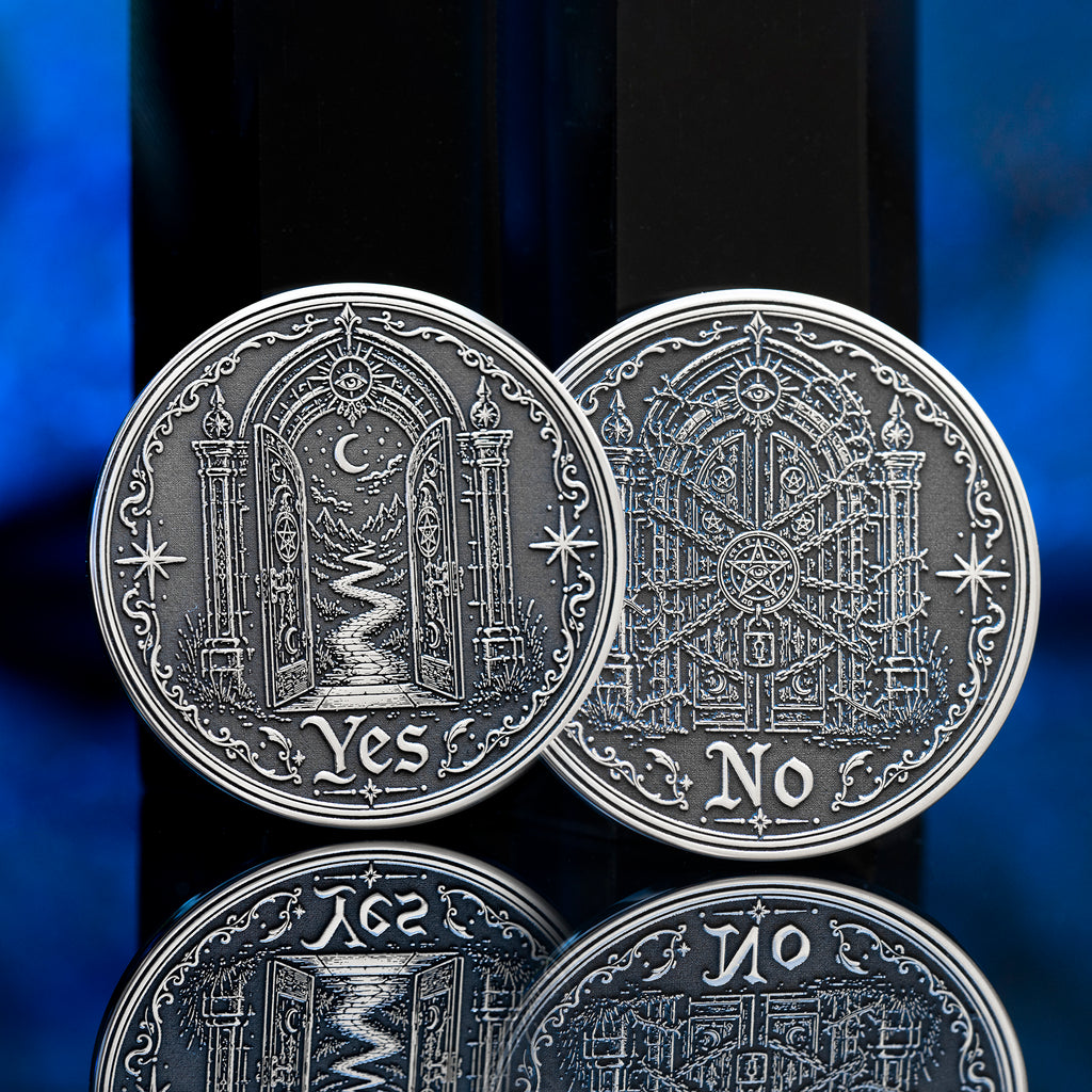 Portal Decision Coin: Yes No Oracle Flip Token, Open Gate Locked Door Talisman