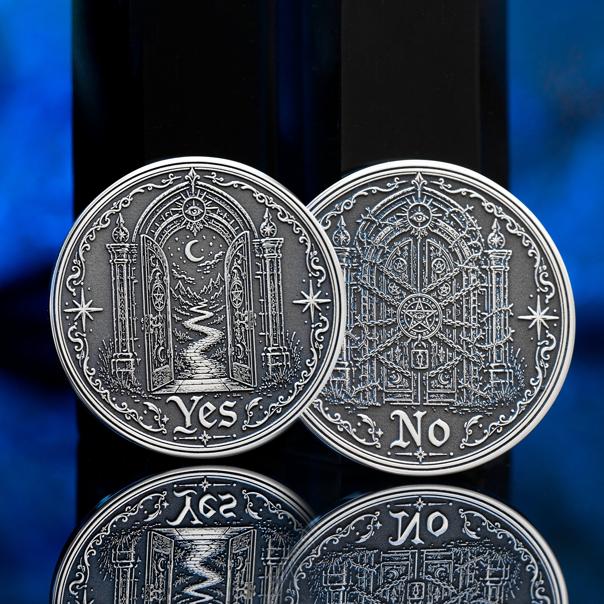 Portal Decision Coin: Yes No Oracle Flip Token, Open Gate Locked Door Talisman