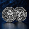 Double-sided fantasy decision coin with a nymph on the Yes side and an imp on the No side
