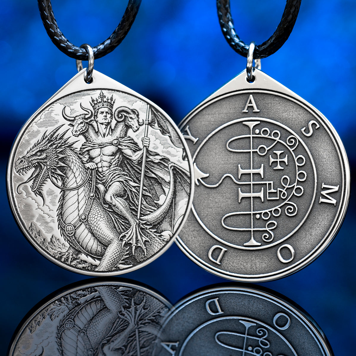 Asmoday Seal Pendant: Demon of Knowledge and Treasures, Goetia Solomon Kabbalah Amulet