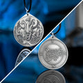 Bune seal pendant with Goetia demon sigil engraved on a dark occult amulet necklace
