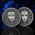 Theater Mask Decision Coin: Yes No Oracle Flip Token, Comedy Tragedy Talisman