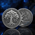 Double-sided tree decision coin with Yes and No sides symbolizing growth, decay, life, and fate