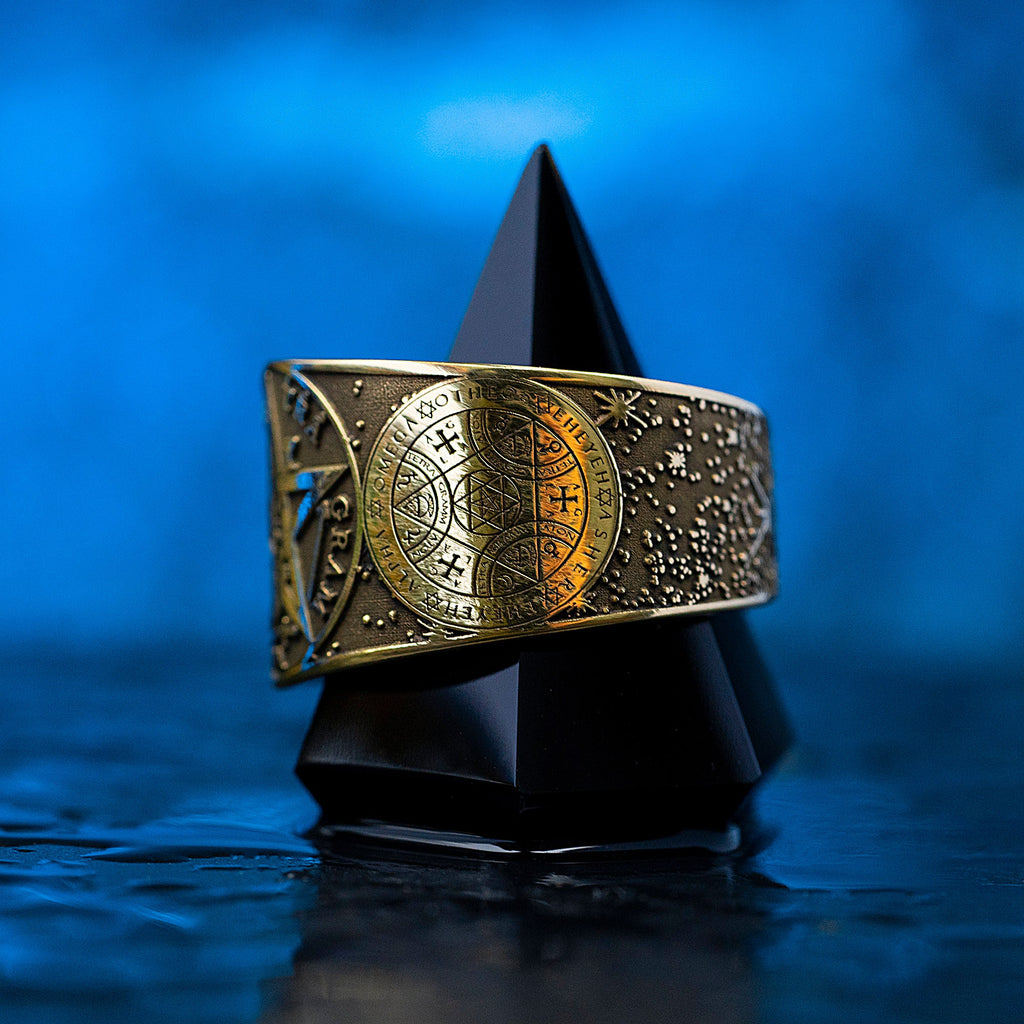 Tetragrammaton Brass Ring: Enochian Sigil, Solomon Goetia Kabbalah Seal