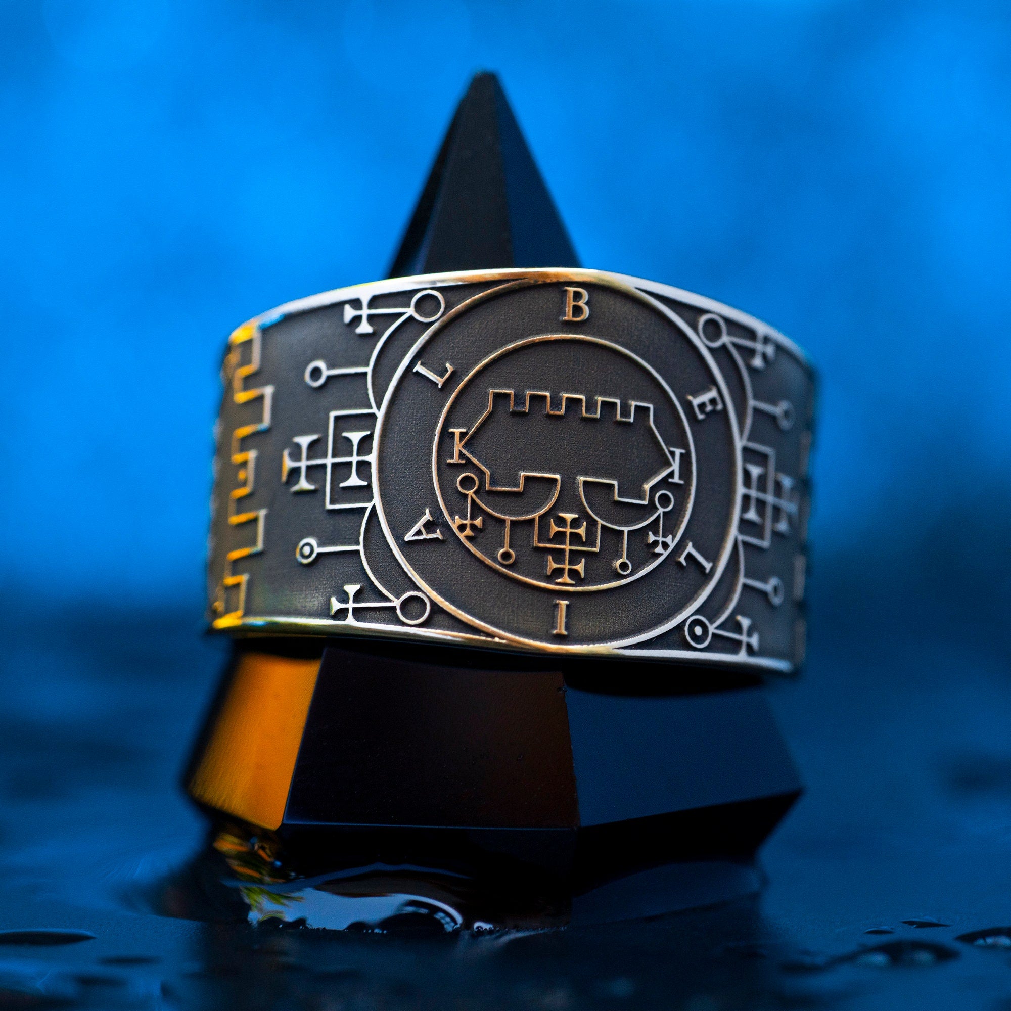 King Belial Divine Power of Demon occult adjustable ring Lesser Key of Solomon Seal sacred geometry kabbalah goetia magic