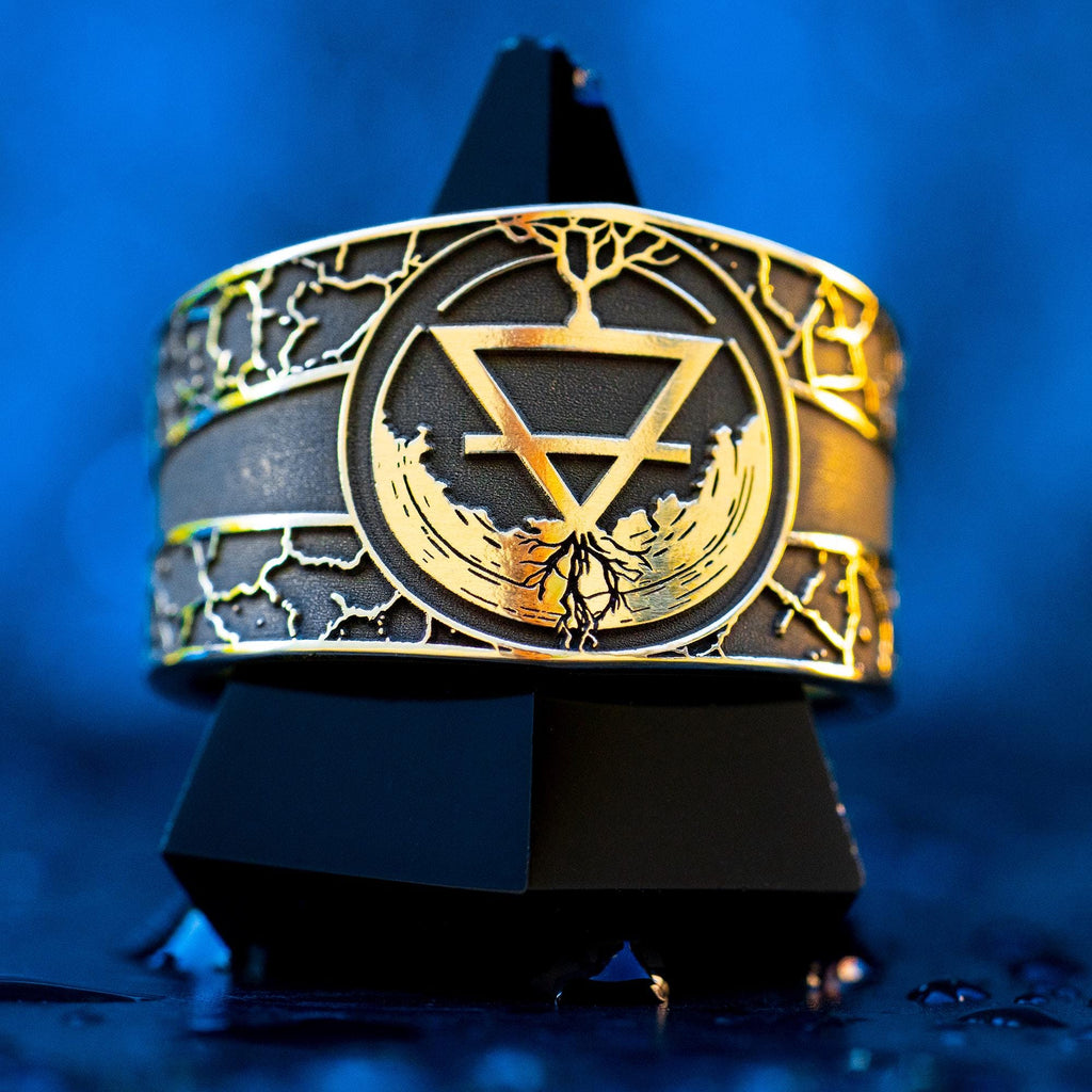 Alchemical Earth Symbol Brass Ring: Wiccan Esoteric Jewelry