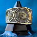 Fifth Pentacle of the Sun ring with engraved Solomon seal associated with swift travel and safe passage