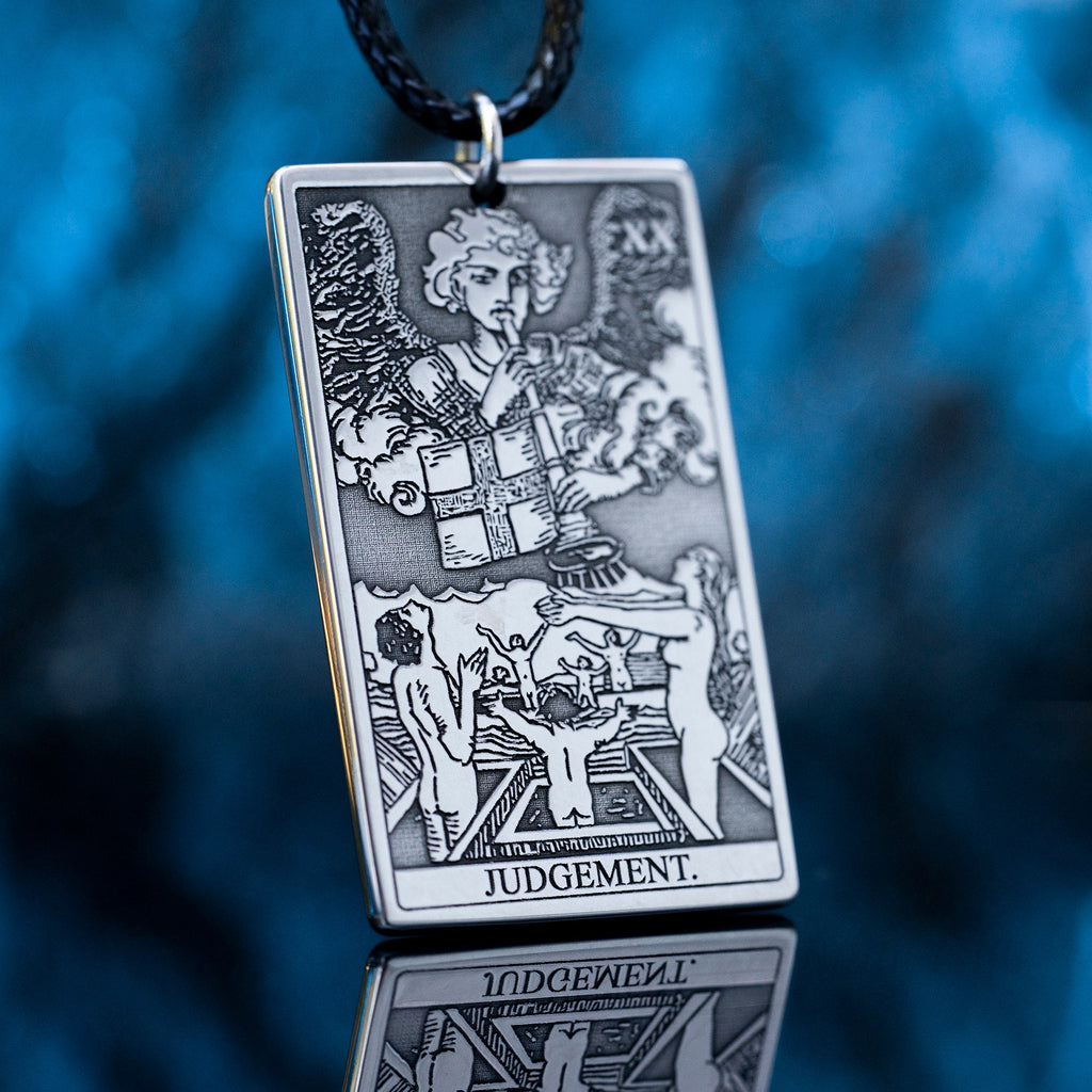 Judgement Tarot Card Pendant: Stainless Steel Occult Amulet