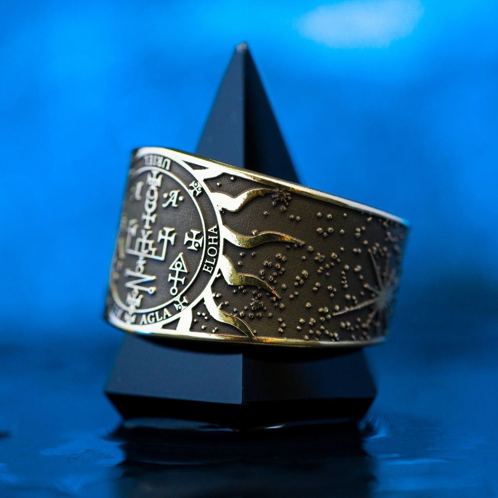 Archangel Uriel Brass Ring: Seal of Solomon Kabbalah Amulet