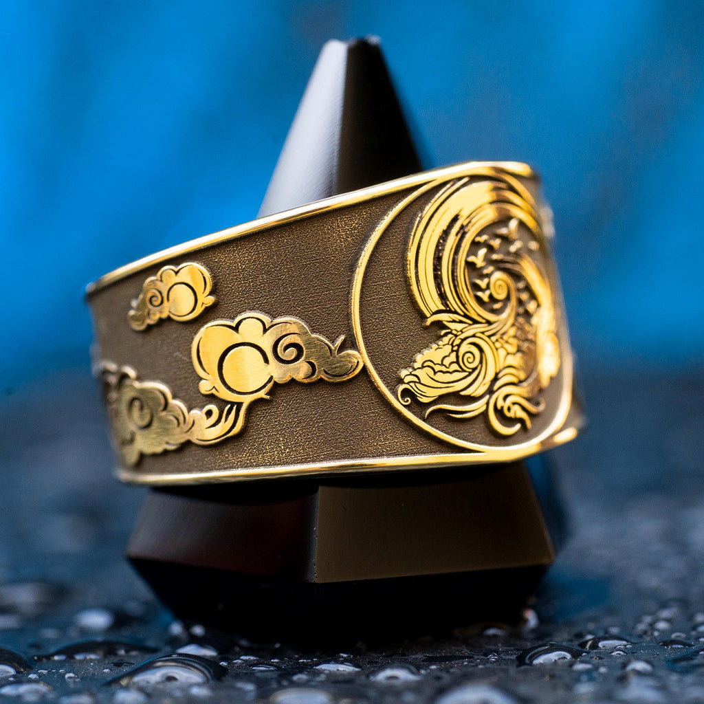 Alchemical Air Symbol Brass Ring: Adjustable Occult Talisman