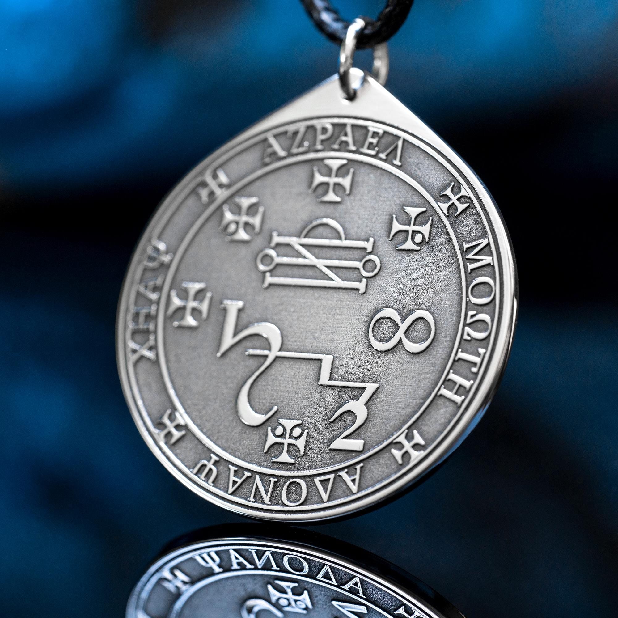 Azrael Seal Pendant: Archangel of Death and Transition, Goetia Kabbalah Amulet Talisman