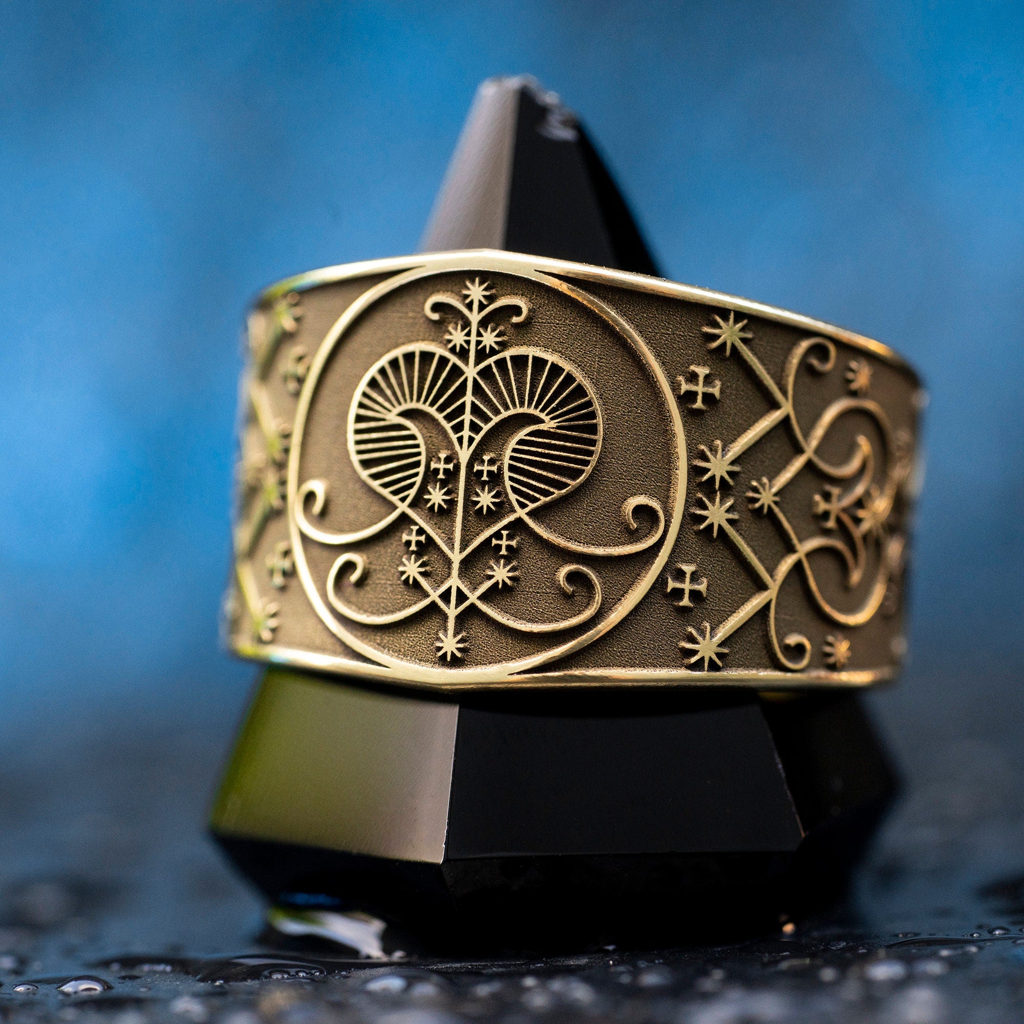 Oshun Ring: Goddess of Love and Prosperity, Yoruba Orisha Jewelry, Veve Voodoo Talisman