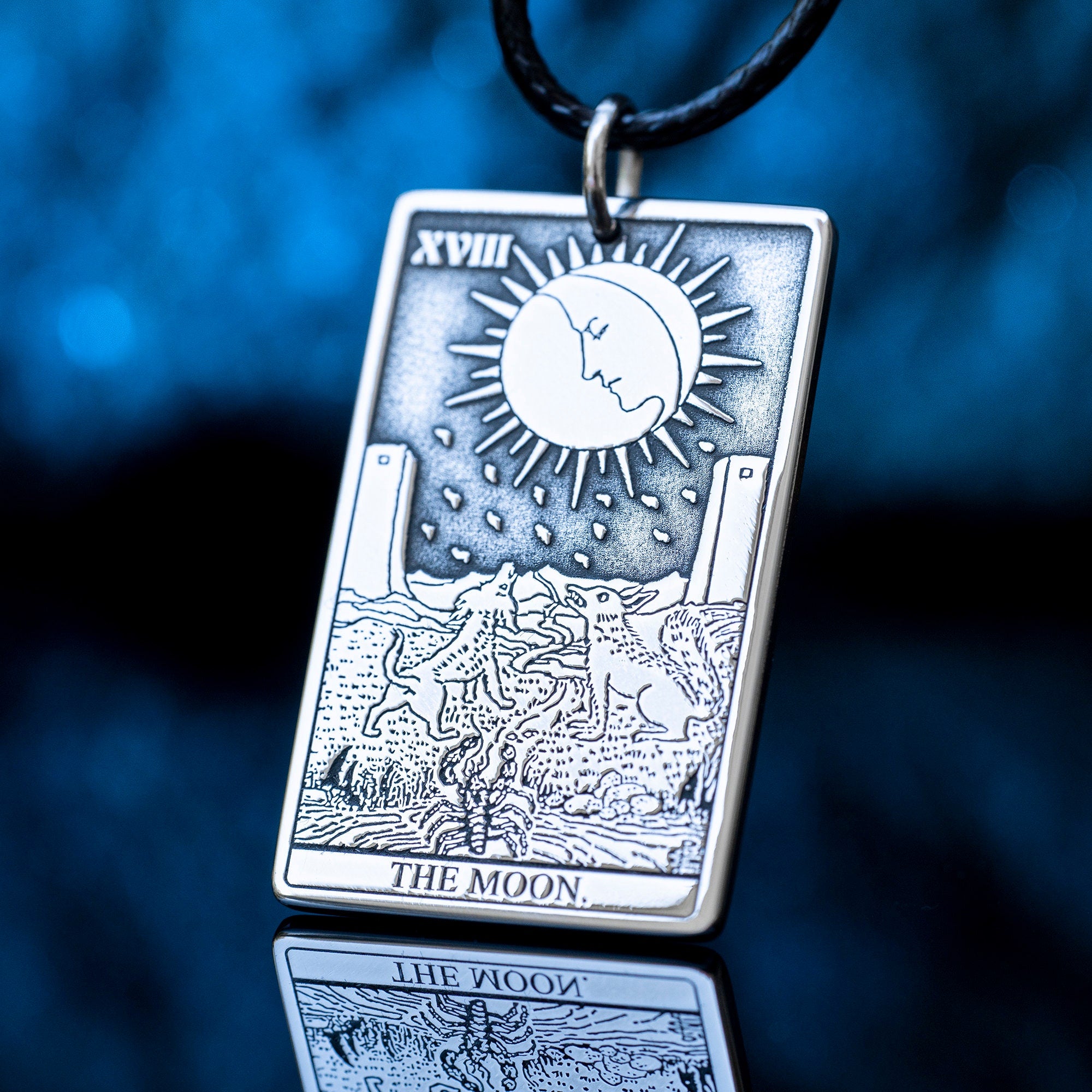The Moon Tarot Card Pendant: Major Arcana Occult Amulet