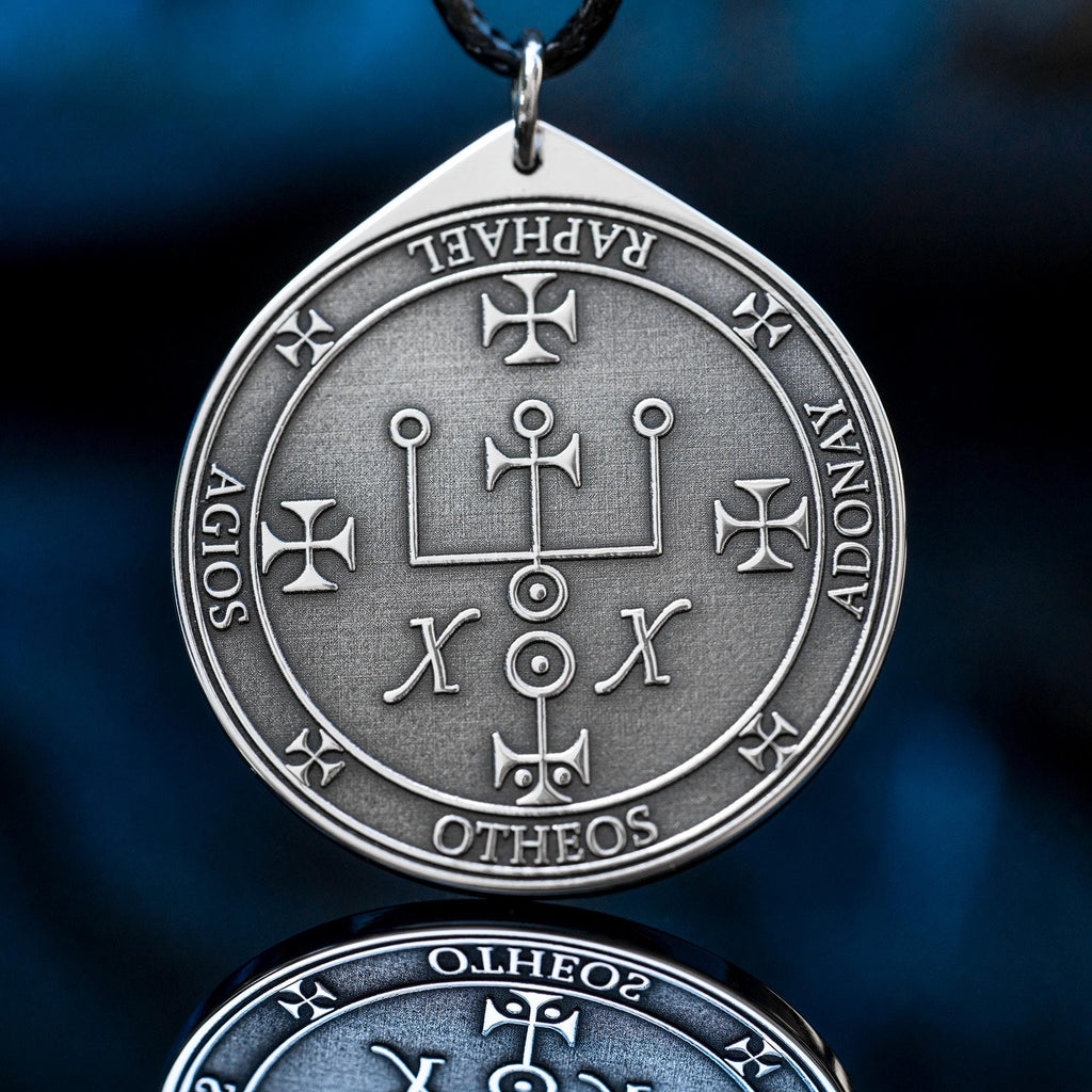 Archangel Raphael Pendant: Seal of Solomon Amulet - Stainless Steel