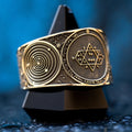 Fifth Pentacle of Jupiter ring with engraved Solomon seal associated with visions, revelation, and spiritual sight