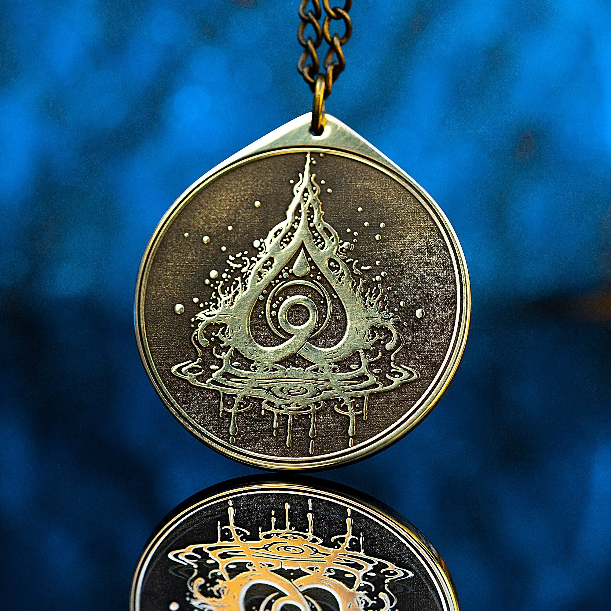 Alchemy Water Symbol Pendant: Purification Amulet, Occult Talisman