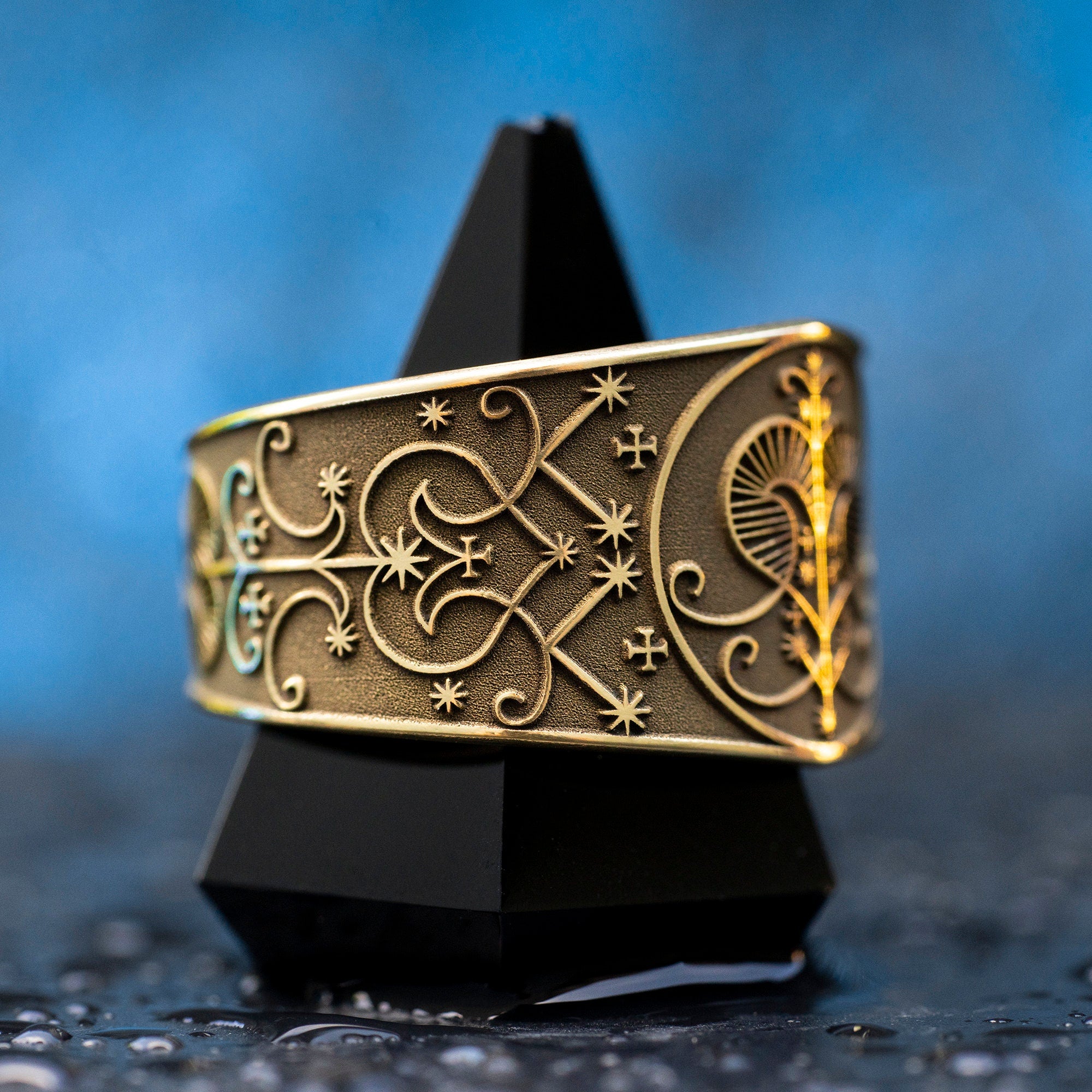 Oshun Ring: Goddess of Love and Prosperity, Yoruba Orisha Jewelry, Veve Voodoo Talisman