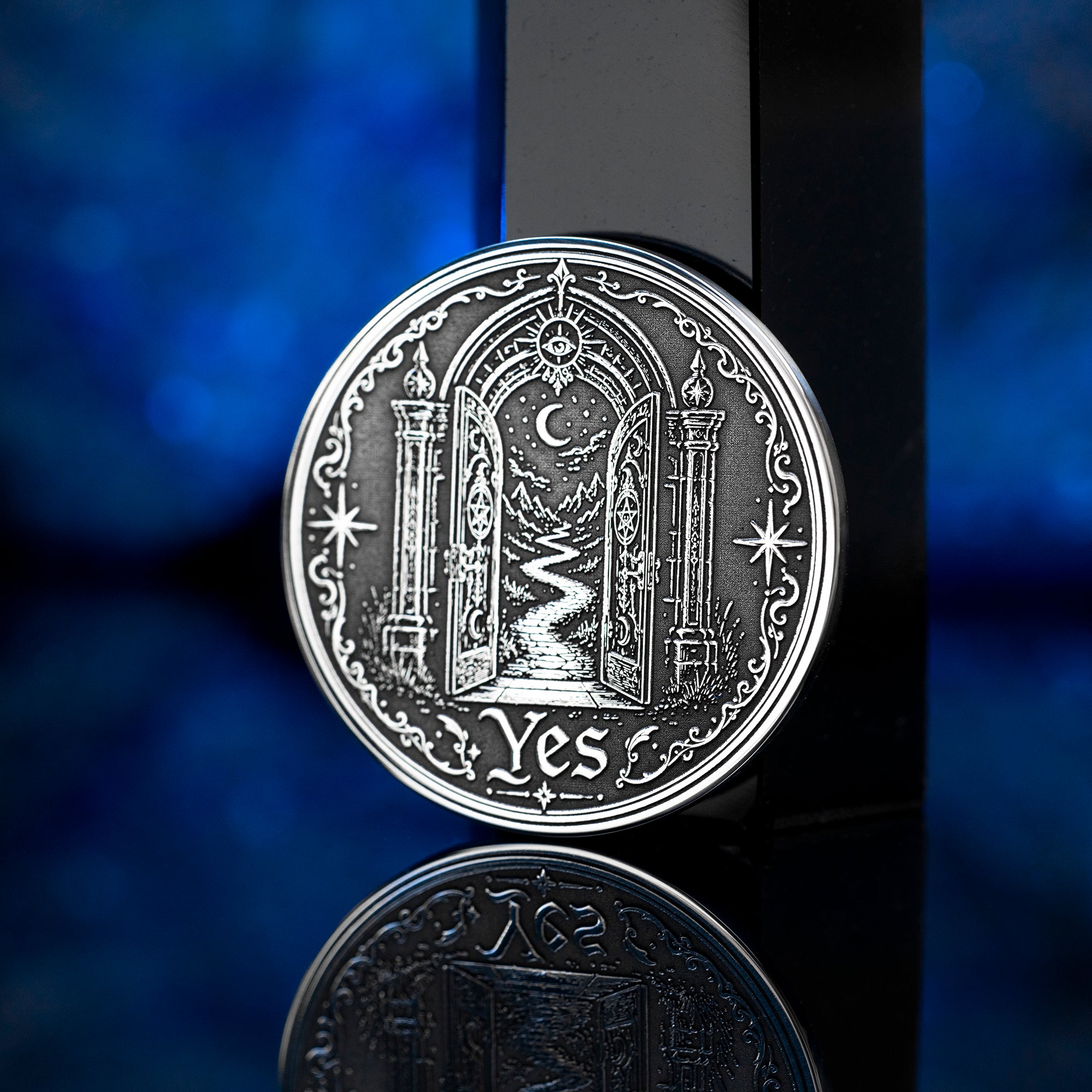 Portal Decision Coin: Yes No Oracle Flip Token, Open Gate Locked Door Talisman