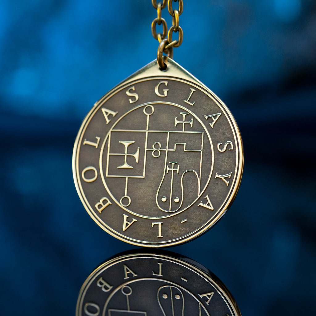 Glasya-Labolas seal pendant with engraved Ars Goetia sigil associated with arts, sciences, prophecy, and invisibility