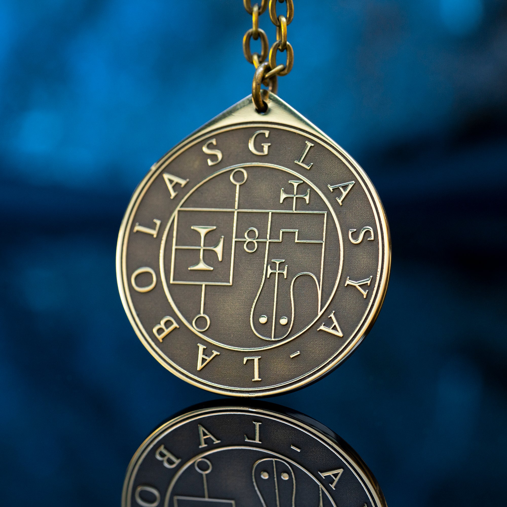Glasya-Labolas seal pendant with engraved Ars Goetia sigil associated with arts, sciences, prophecy, and invisibility