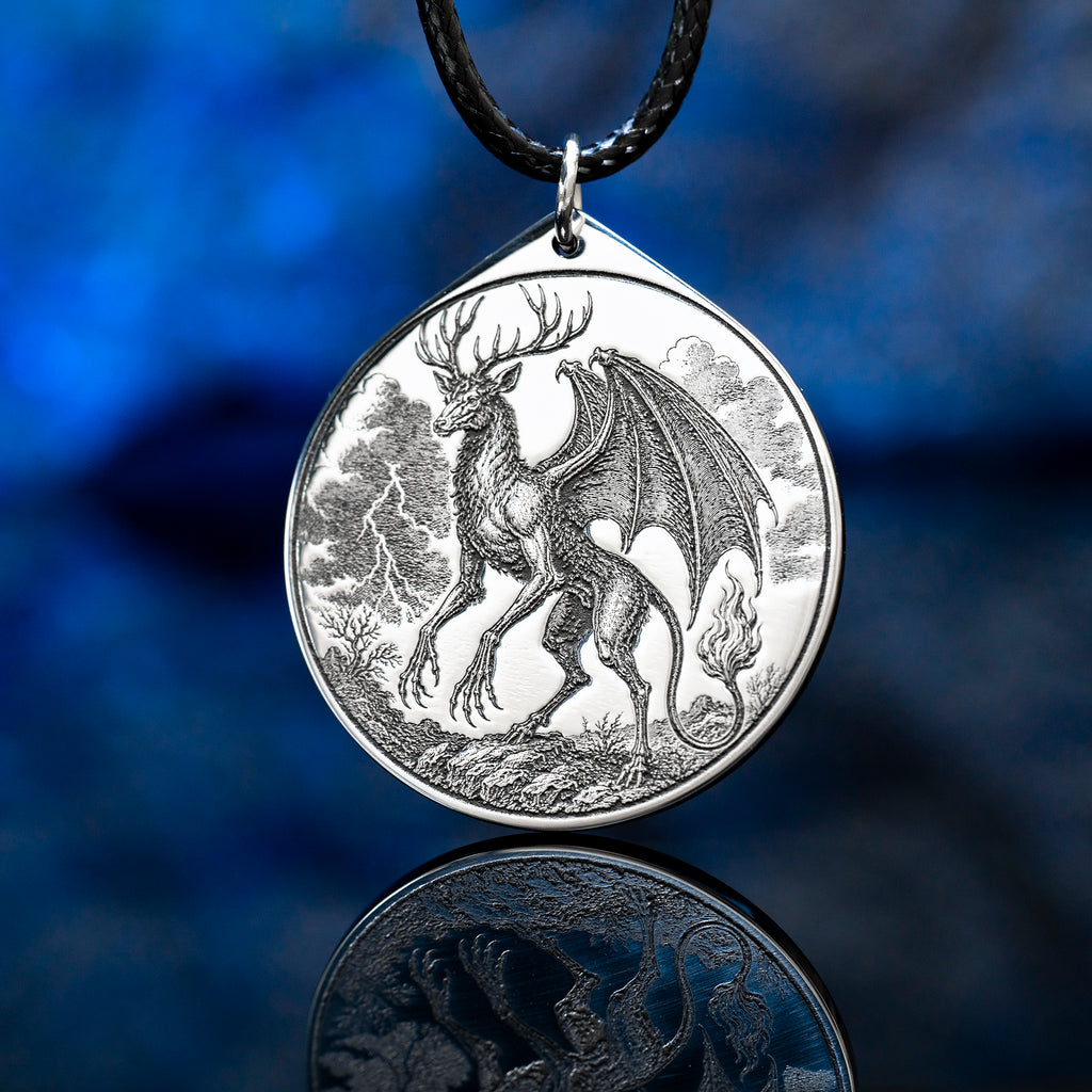 Double-sided Furfur pendant with Ars Goetia seal, storm demon portrait, lightning, thunder, love magic, and occult talisman symbolism