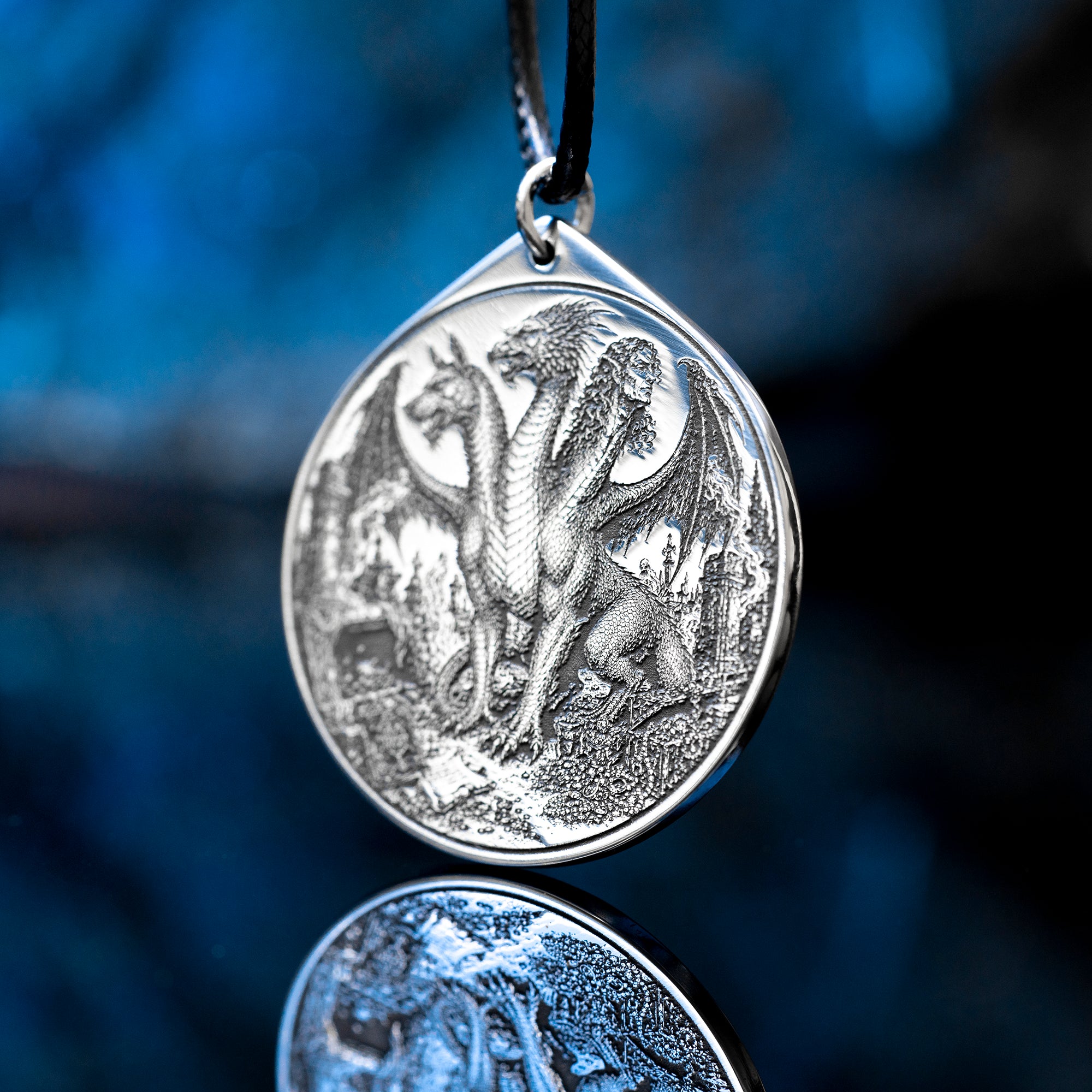 Bune seal pendant with Goetia demon sigil engraved on a dark occult amulet necklace