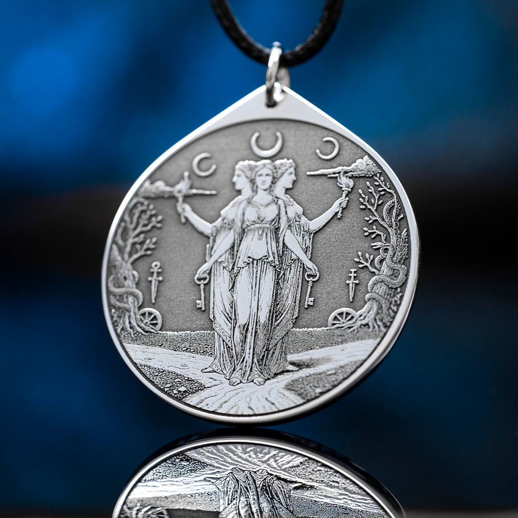 Hecate Wheel Pendant: Strophalos Moon Goddess Amulet