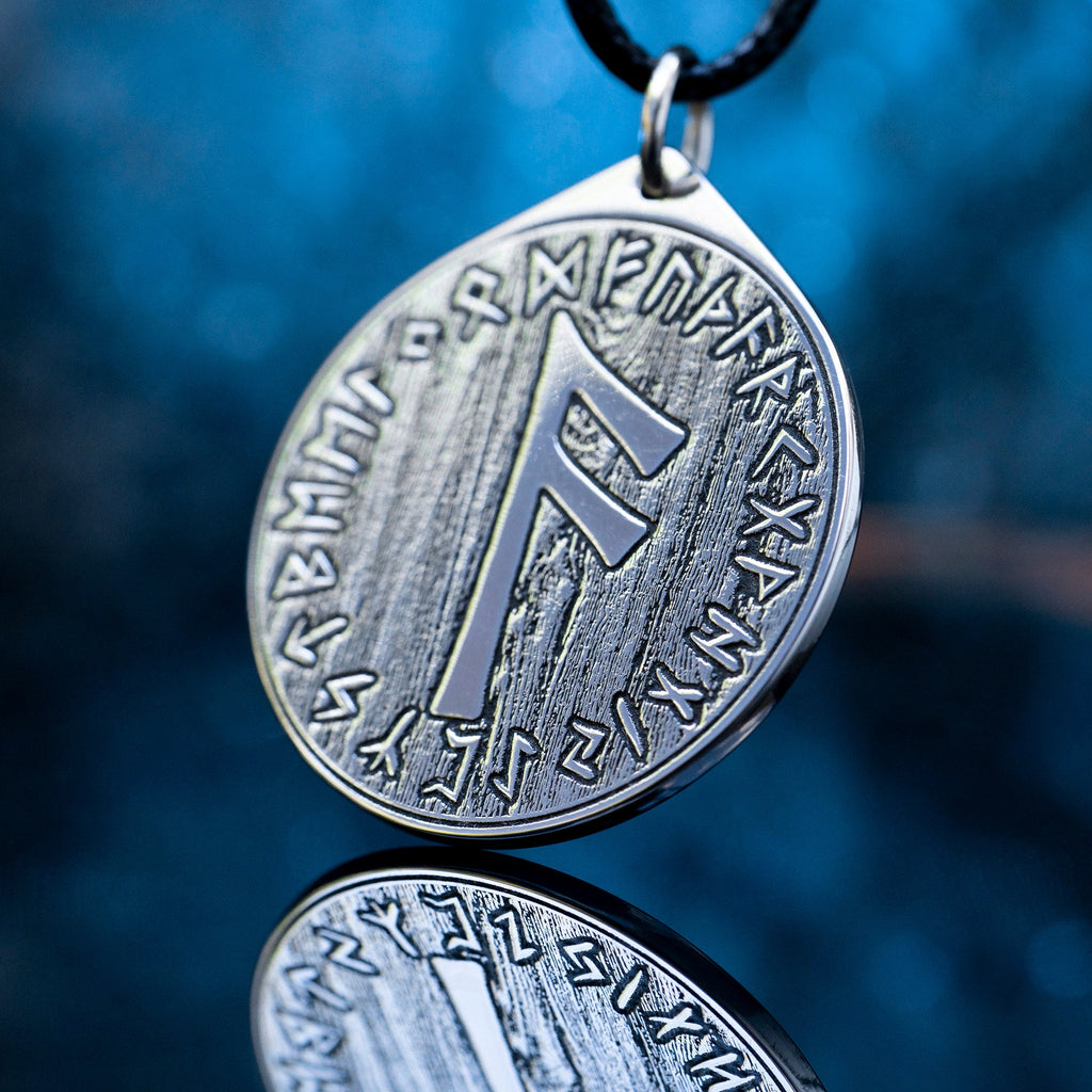 Viking Intelligence Ansuz Rune pendant in Wheel of Universe North Celtic amulet Elder Futhark talisman occult magic