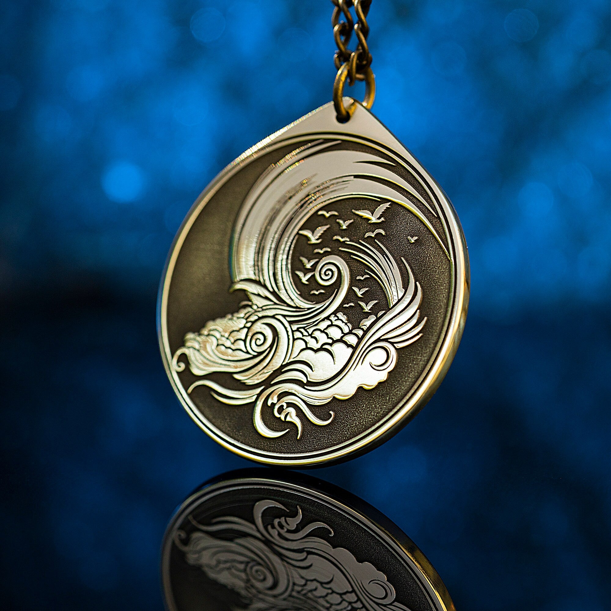 Air Element Brass Pendant: Alchemy Kabbalah Amulet