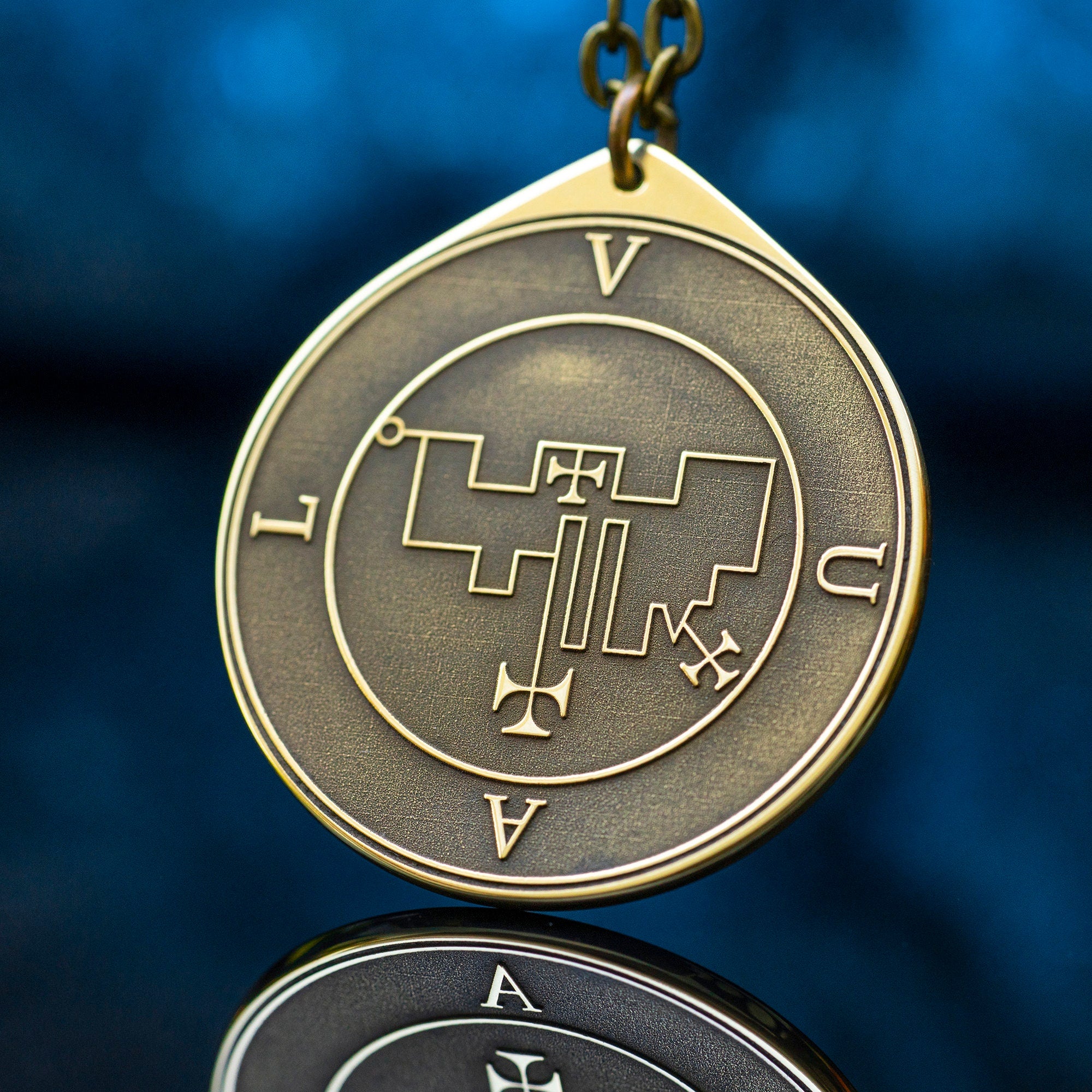 Duke Vual Brass Pendant: Lesser Key of Solomon Amulet