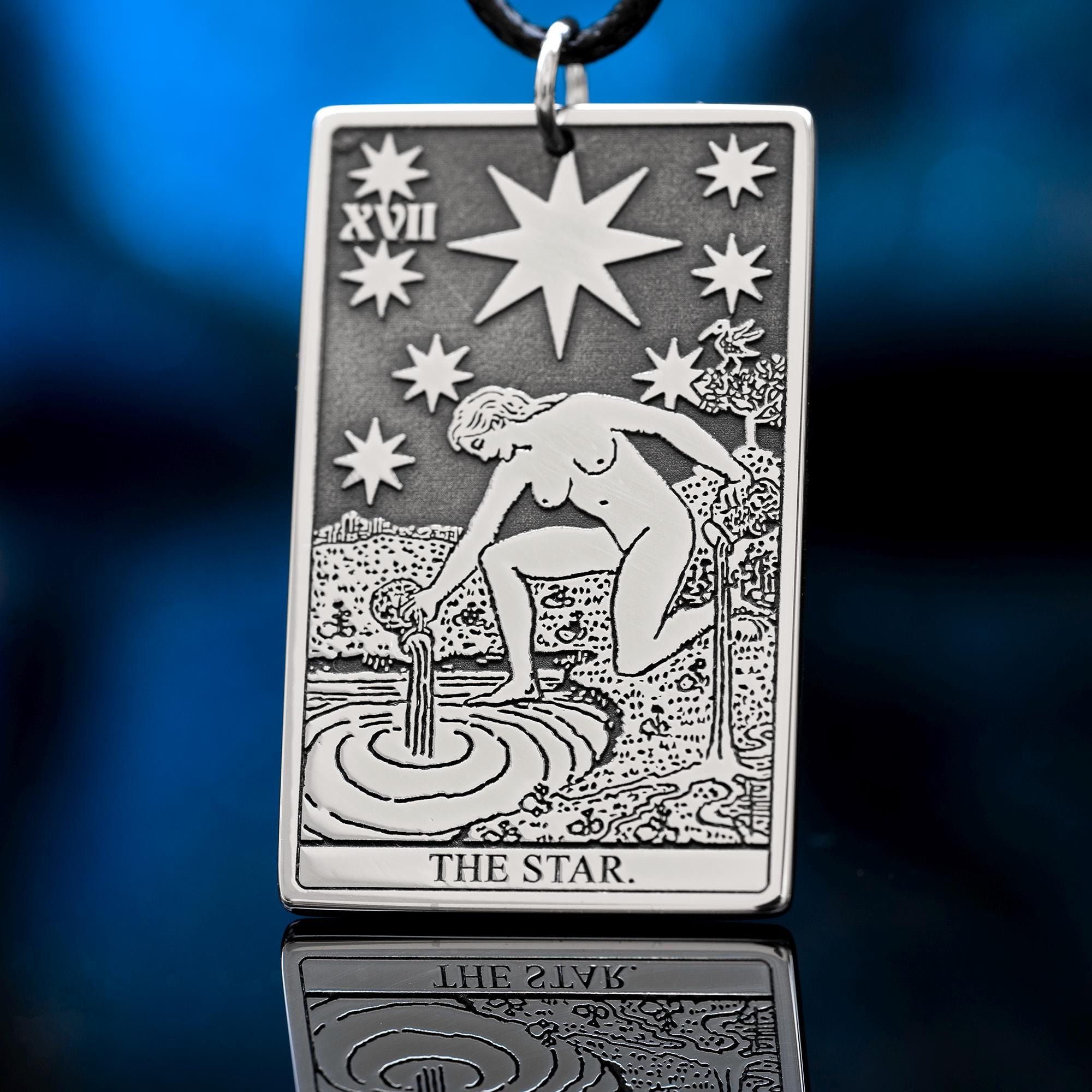 The Star Tarot Card Pendant: Stainless Steel Occult Amulet