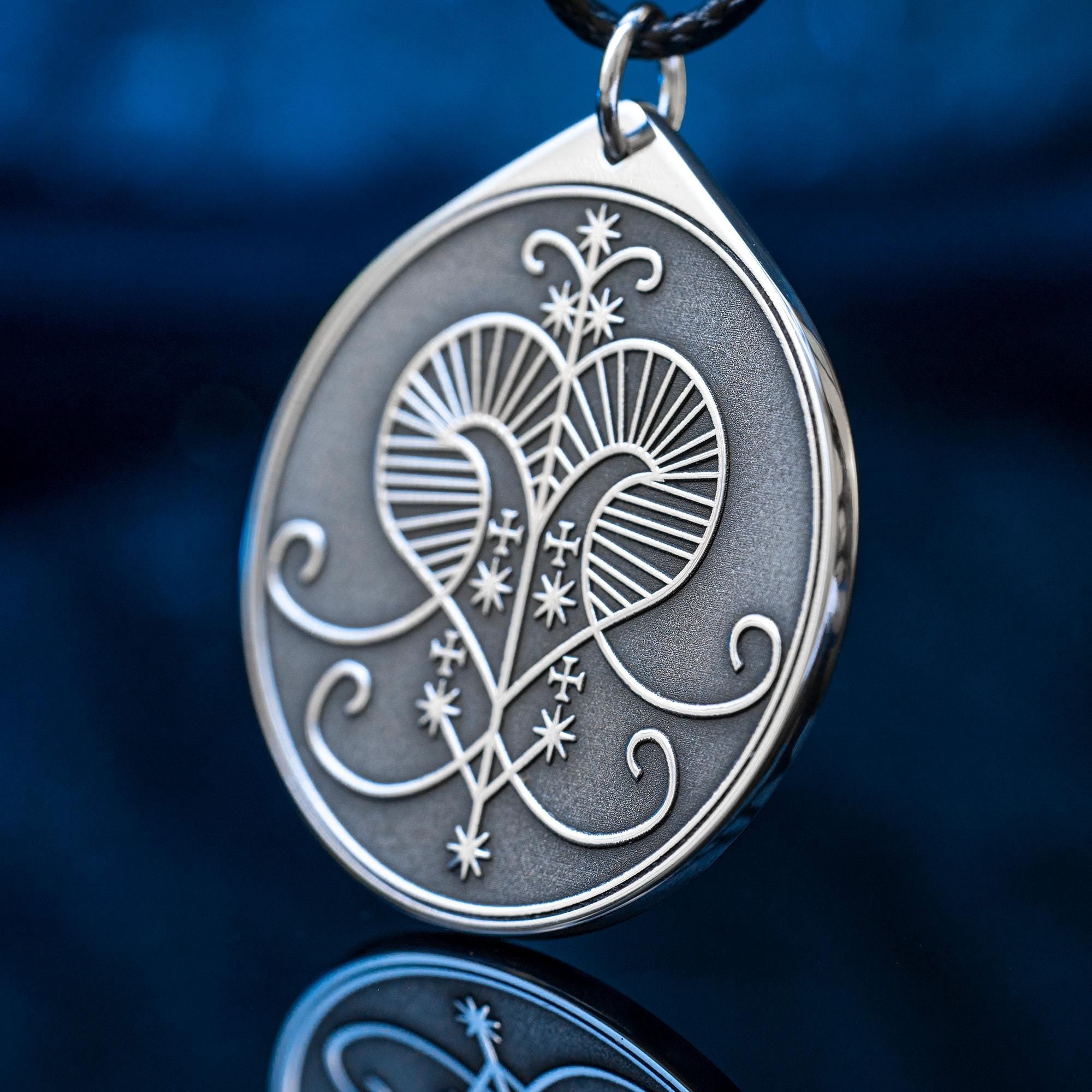 Oshun Veve Pendant: Yoruba Goddess Amulet for Love & Prosperity