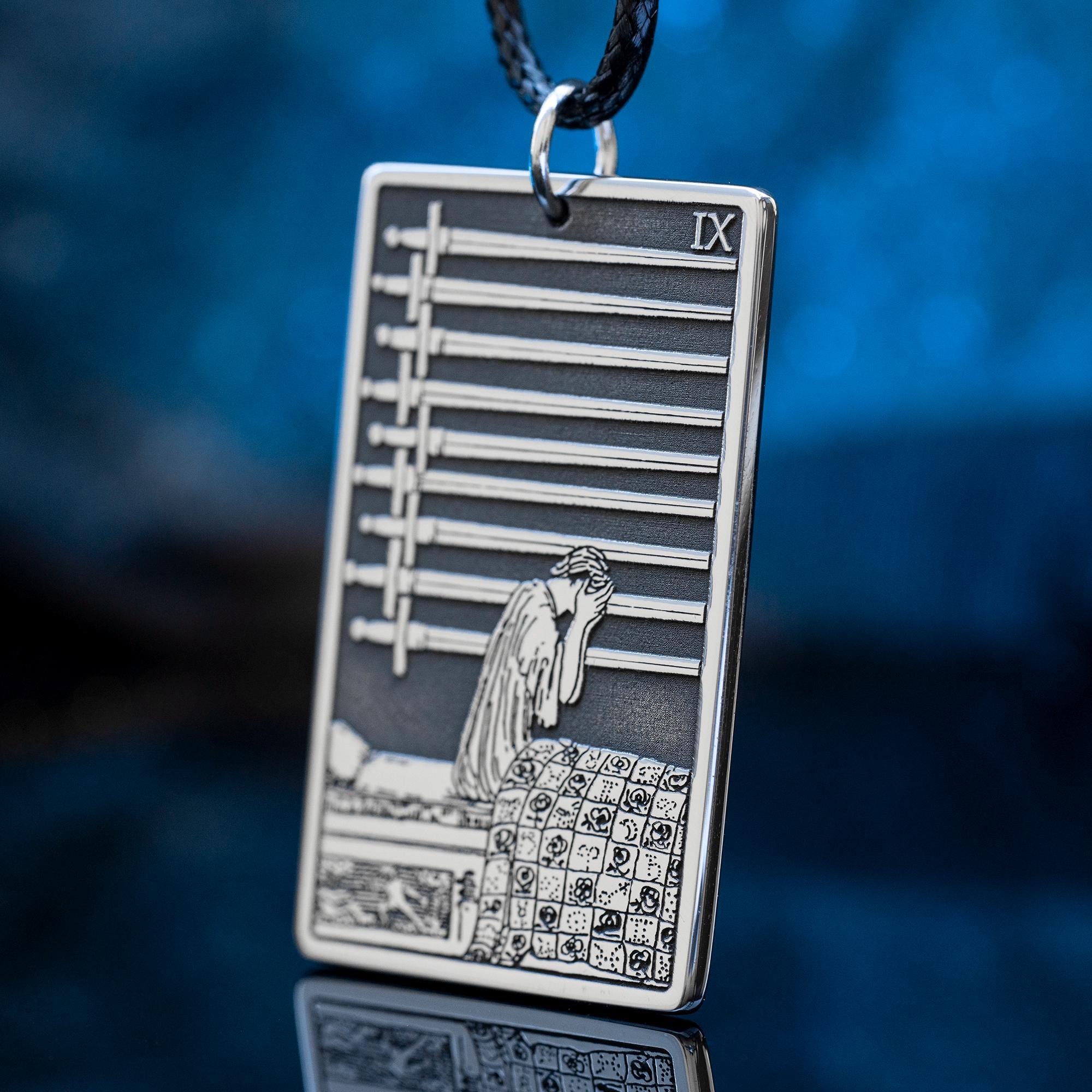 Nine of Swords Tarot Pendant: Occult magic Protection Amulet