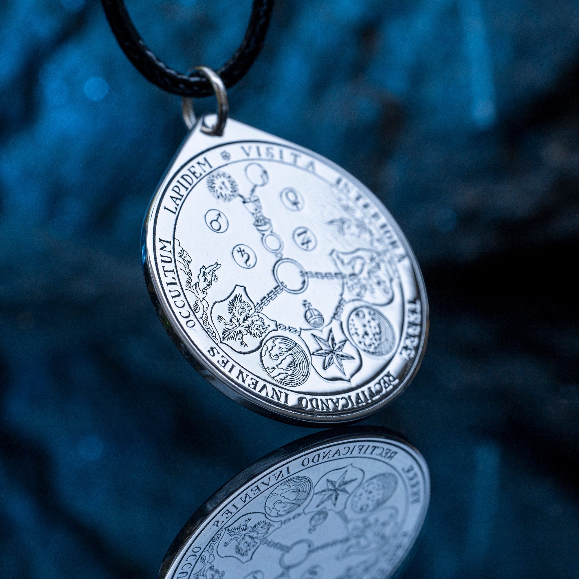 Alchemy Guild Insignia Pendant: V.I.T.R.I.O.L. Philosopher Stone Amulet