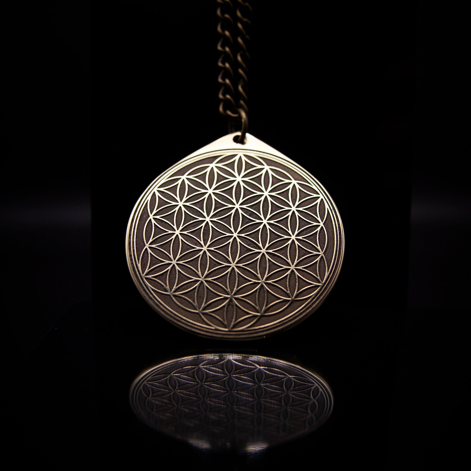 Flower of Life Brass Pendant: Goetia Kabbalah Amulet Talisman