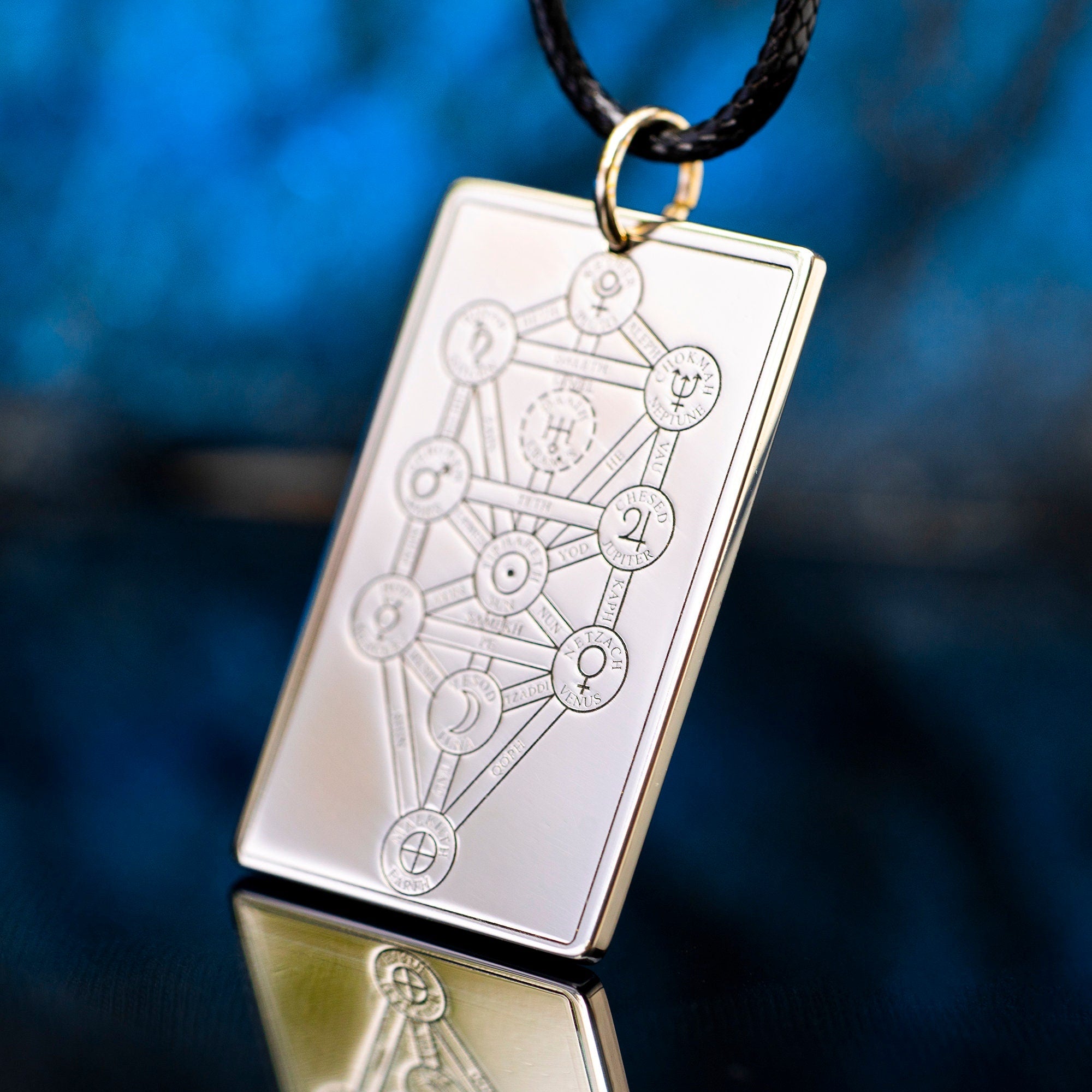 Sefirot Tree of Life Pendant: Kabbalah Amulet, Stainless Steel