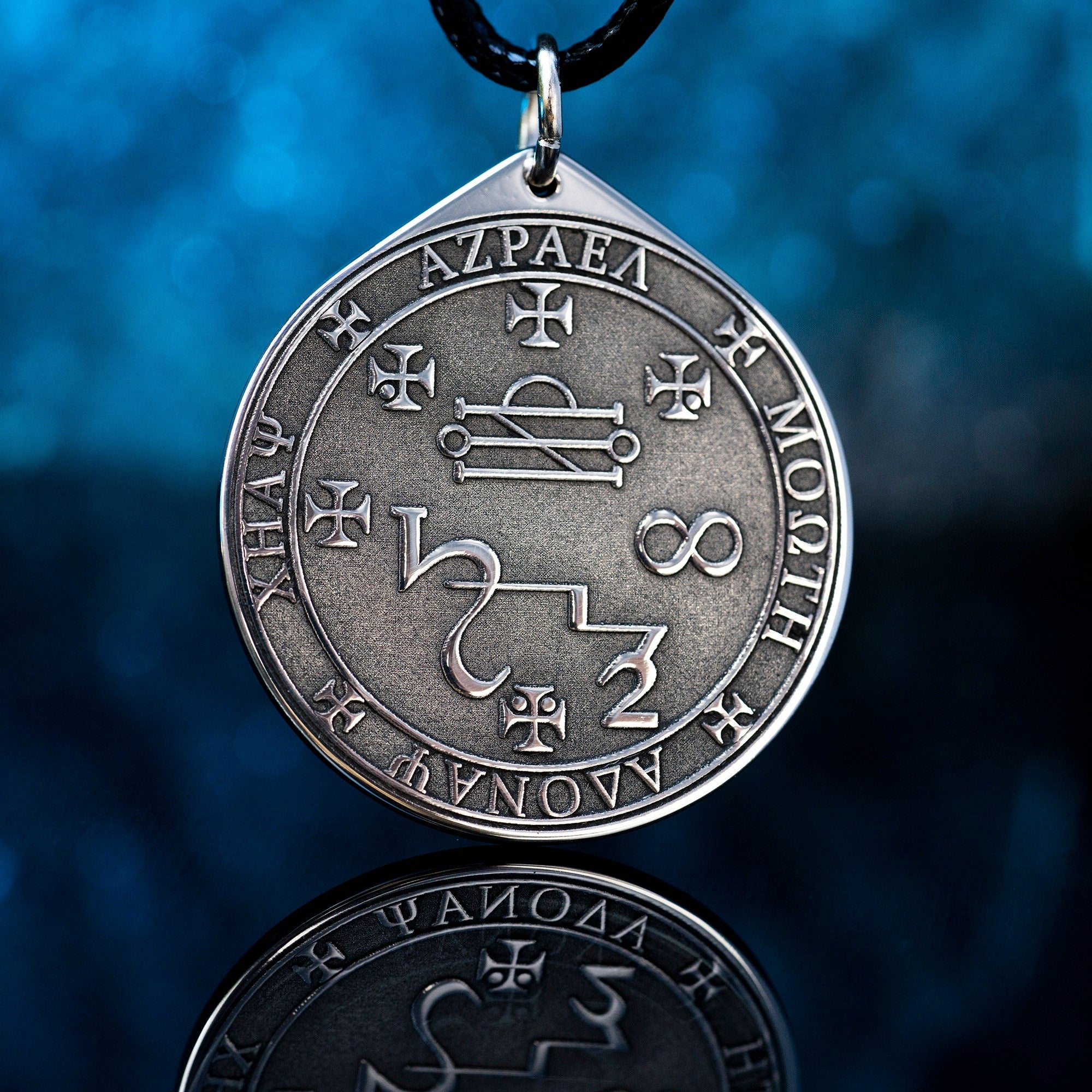 Azrael Seal Pendant: Archangel of Death and Transition, Goetia Solomon Kabbalah Talisman