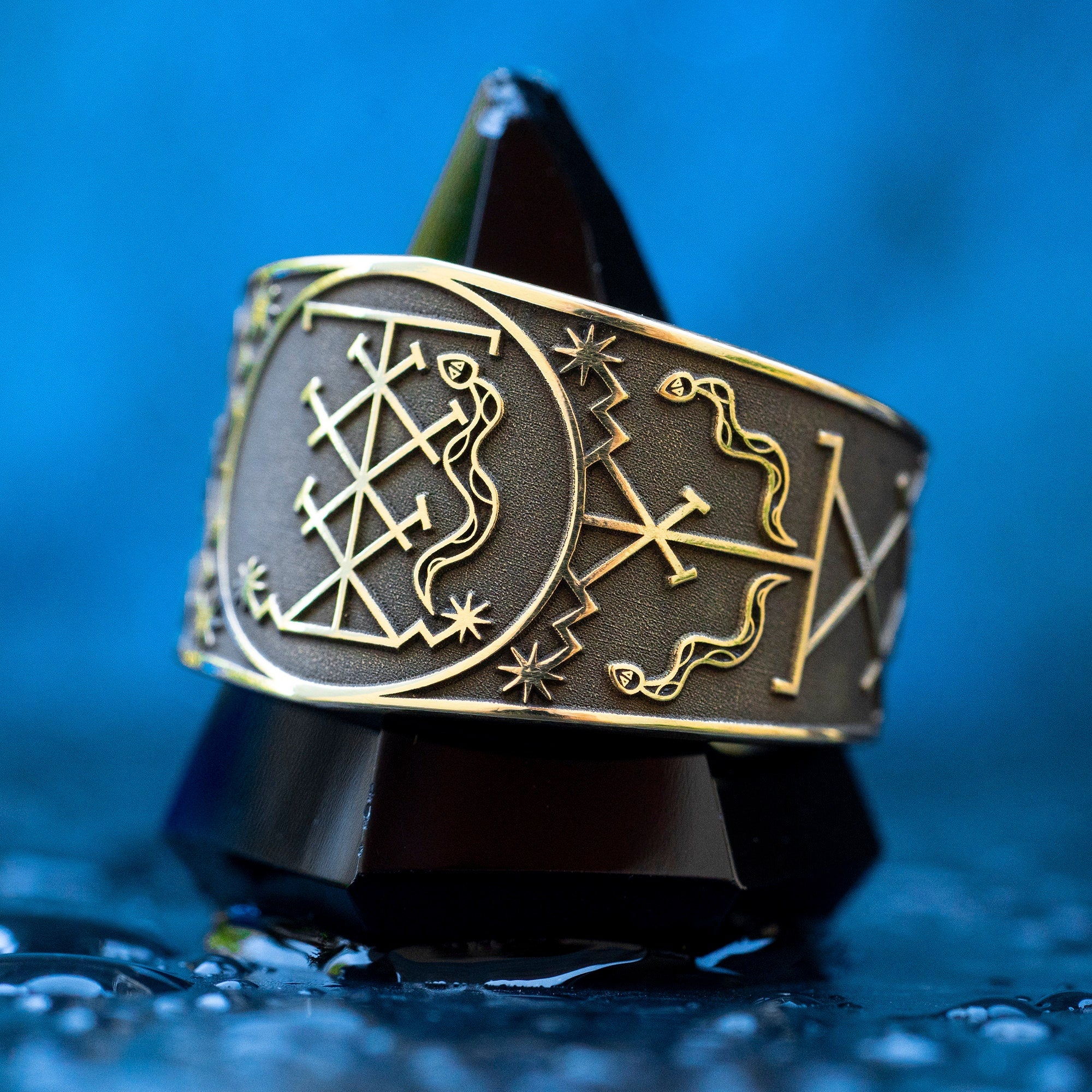 Shango Veve Ring: Orisha Deity Amulet of Power and Thunder, Vodou Yoruba Symbol