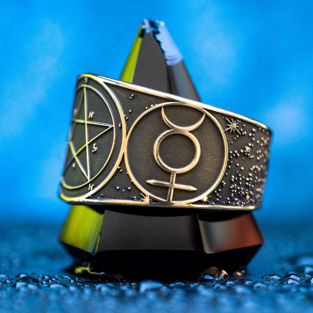 Goetia First Pentacle of Mercury Ring: Planetary Seal Amulet