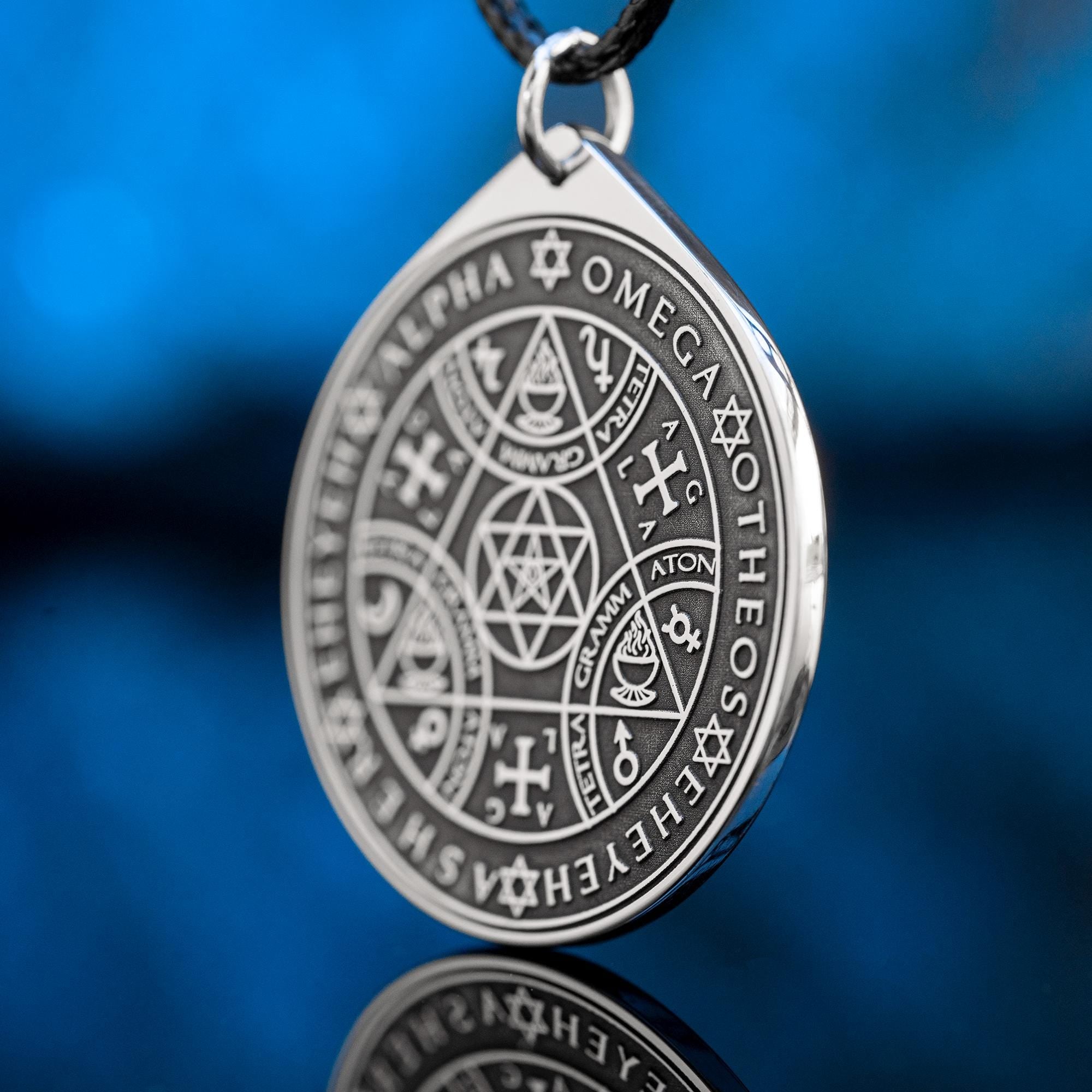 Enochian Sigil of Protection Pendant: Solomon Seal Amulet, Goetia Talisman
