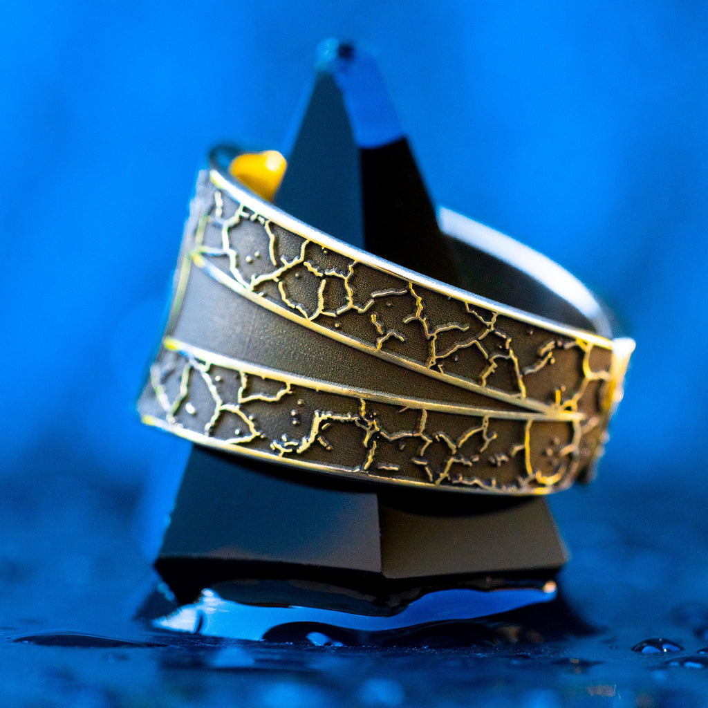 Alchemical Earth Symbol Brass Ring: Wiccan Esoteric Jewelry